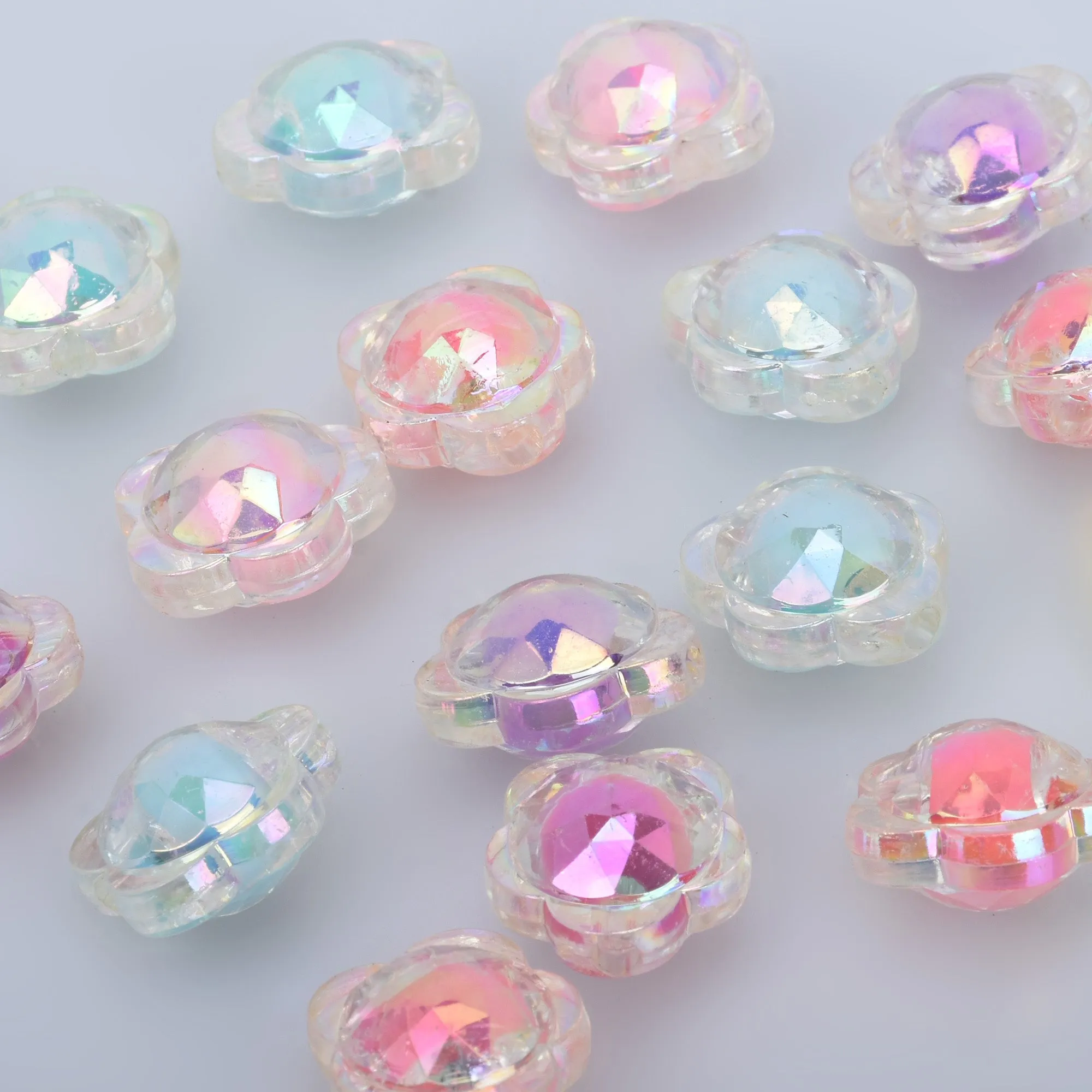 16*18mm Acrylic flower Beads Pastel beads Translucent Acrylic or Resin Beads Random mixed 50pcs 10289350