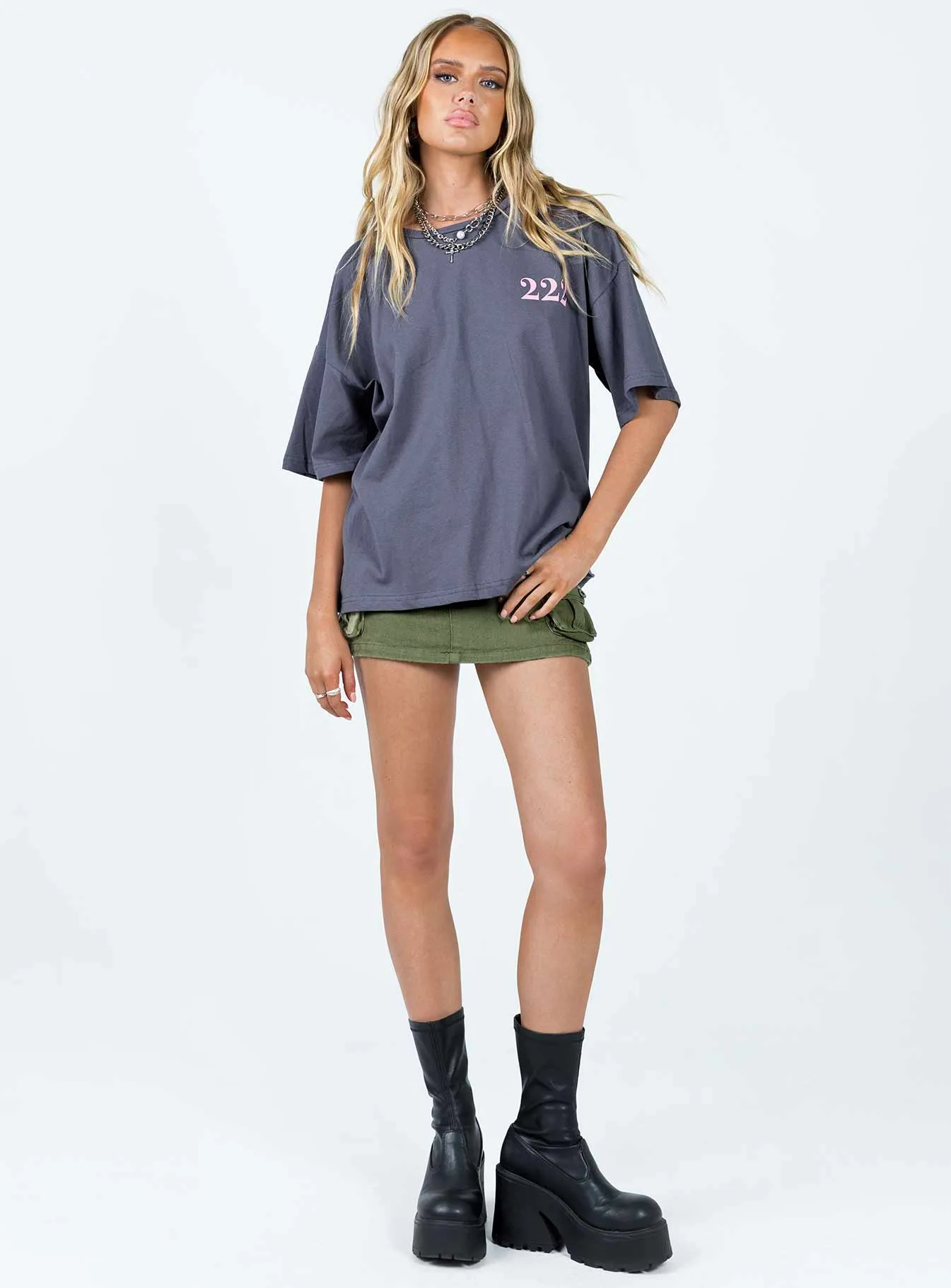 222 Alignment Oversized Tee Slate