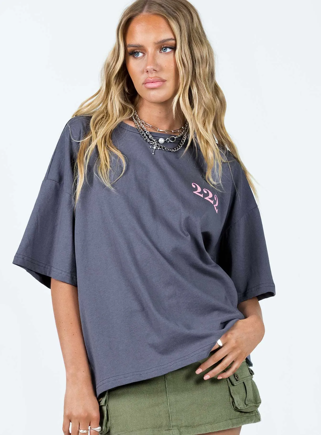 222 Alignment Oversized Tee Slate