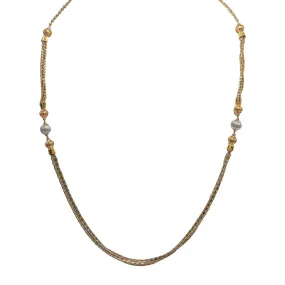 22K Multi Tone Gold Chain W/ Draped Strands & Textured Side Ball Accents