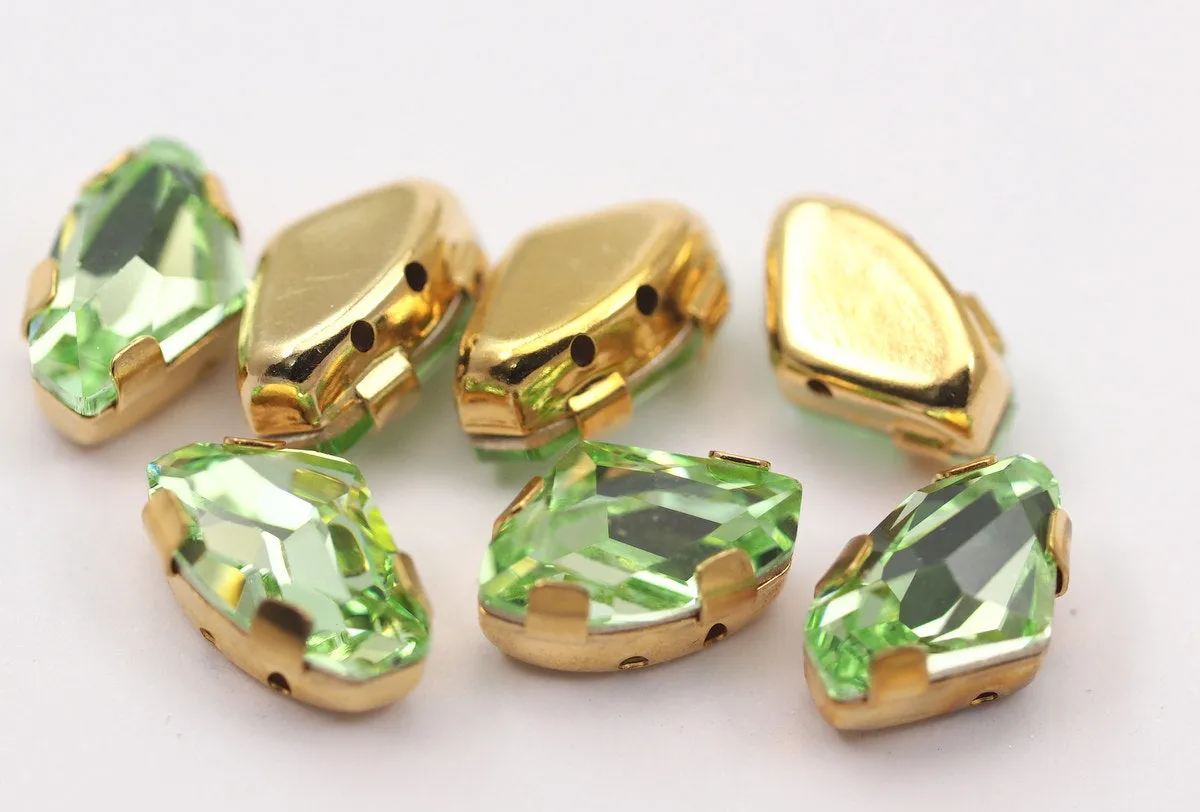 3 Green Peridot Swarovski Crystal Prong Setting 14x9 Mm  Y260