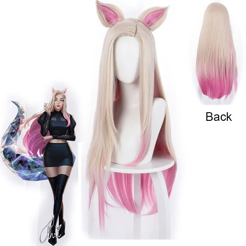 80 cm Pink Game LOL Ahri Cosplay Wig AD12629