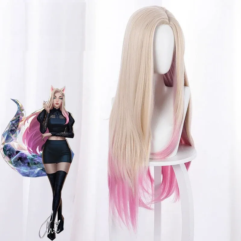 80 cm Pink Game LOL Ahri Cosplay Wig AD12629