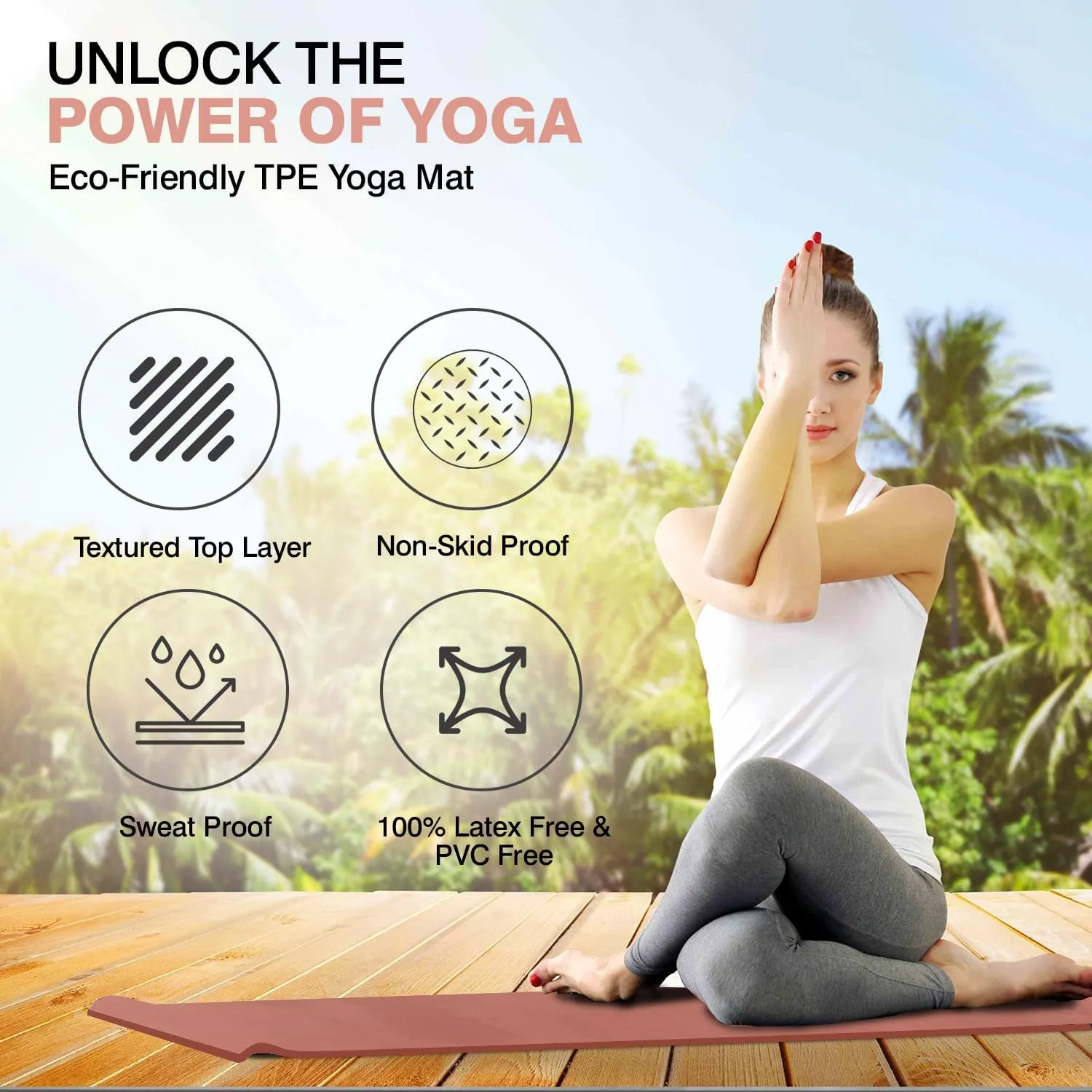 8mm Thick Yoga Mat for Men & Women - 72"x24" TPE Non-Slip Exercise Workout Mat for Home, Gym, Outdoor - Eco-Friendly Pilates Fitness Floor Washable Yoga Matts Excersing Equipment