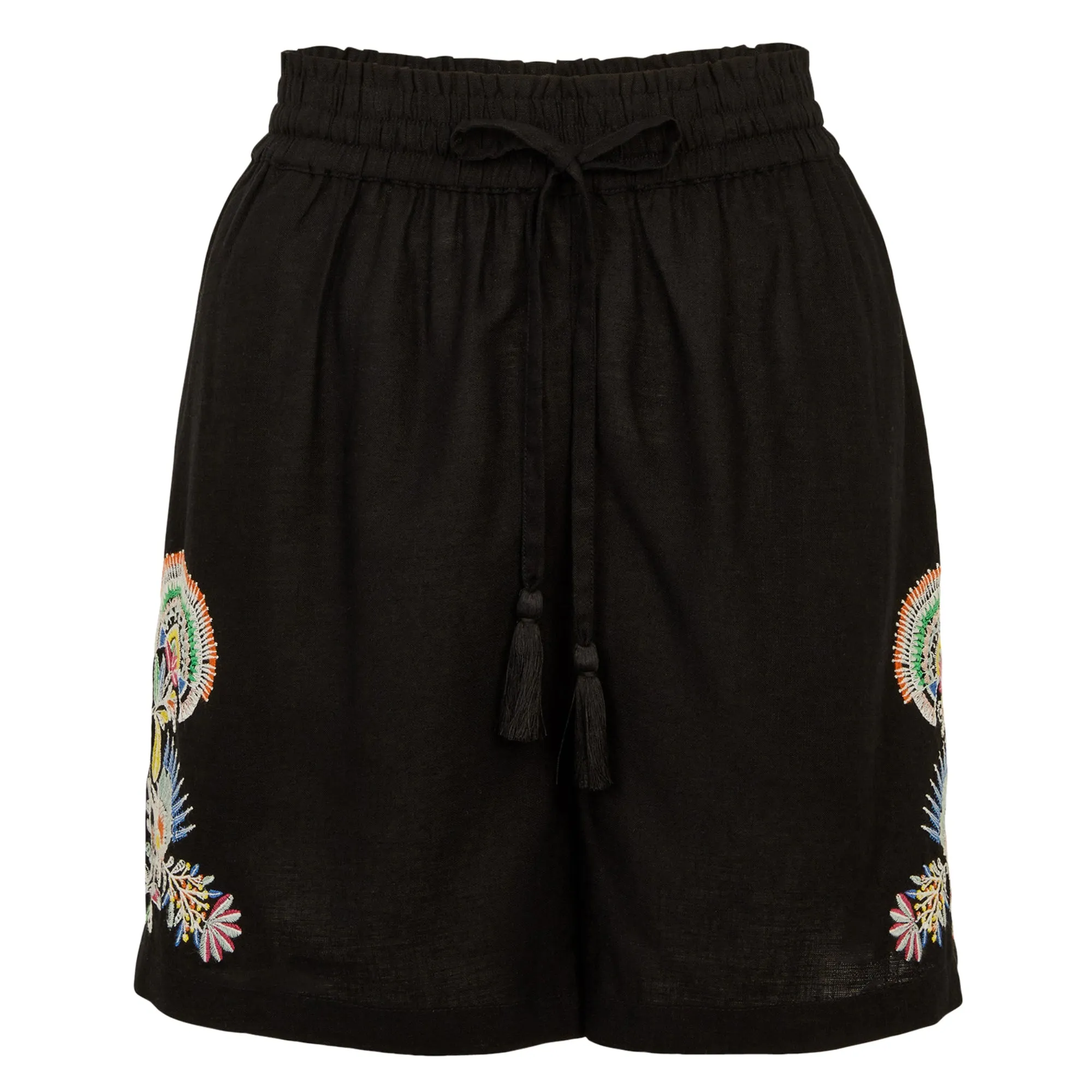 Accessorize London Women's Black Embroidered Shorts X Small