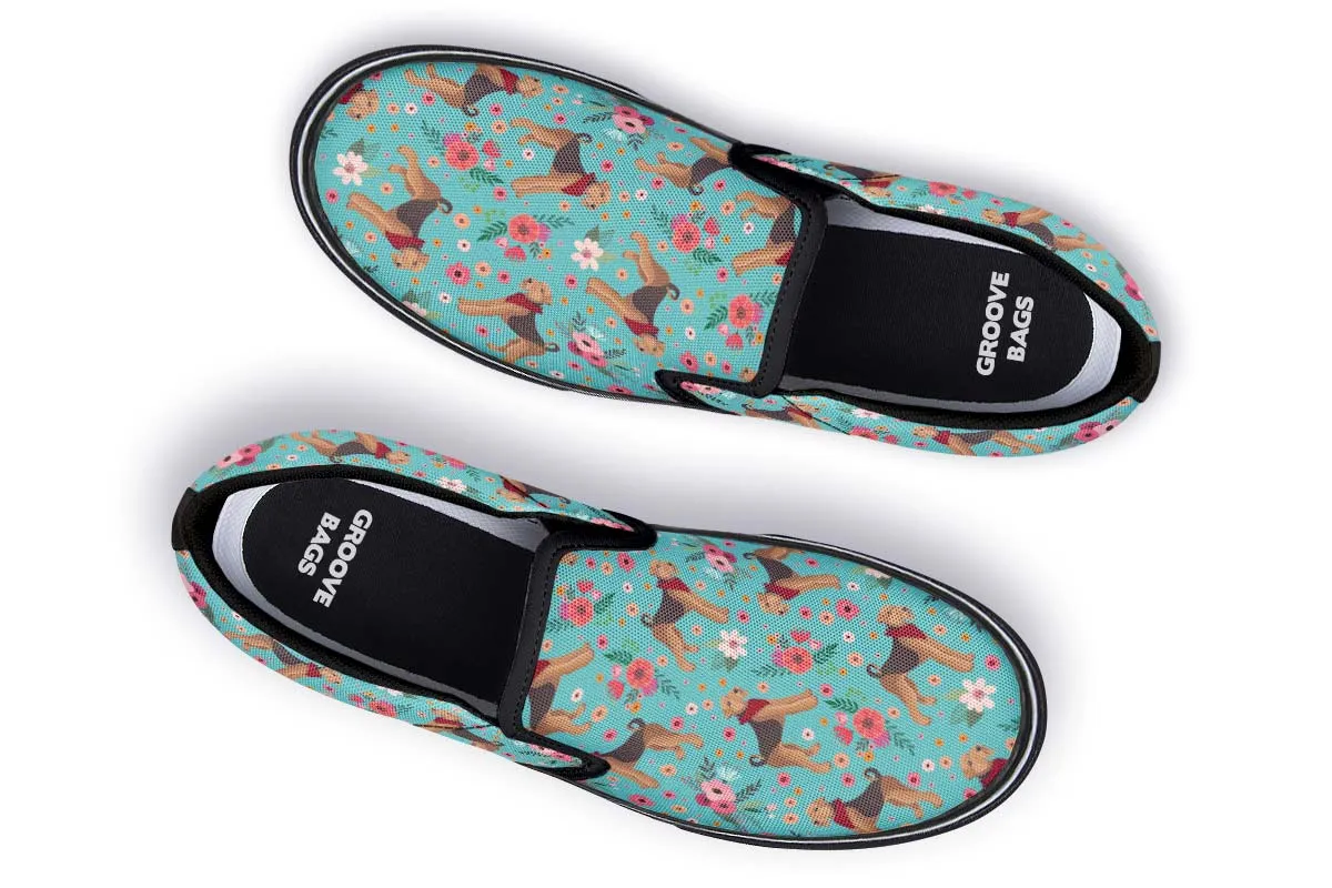 Airedale Terrier Flower Slip-On Shoes