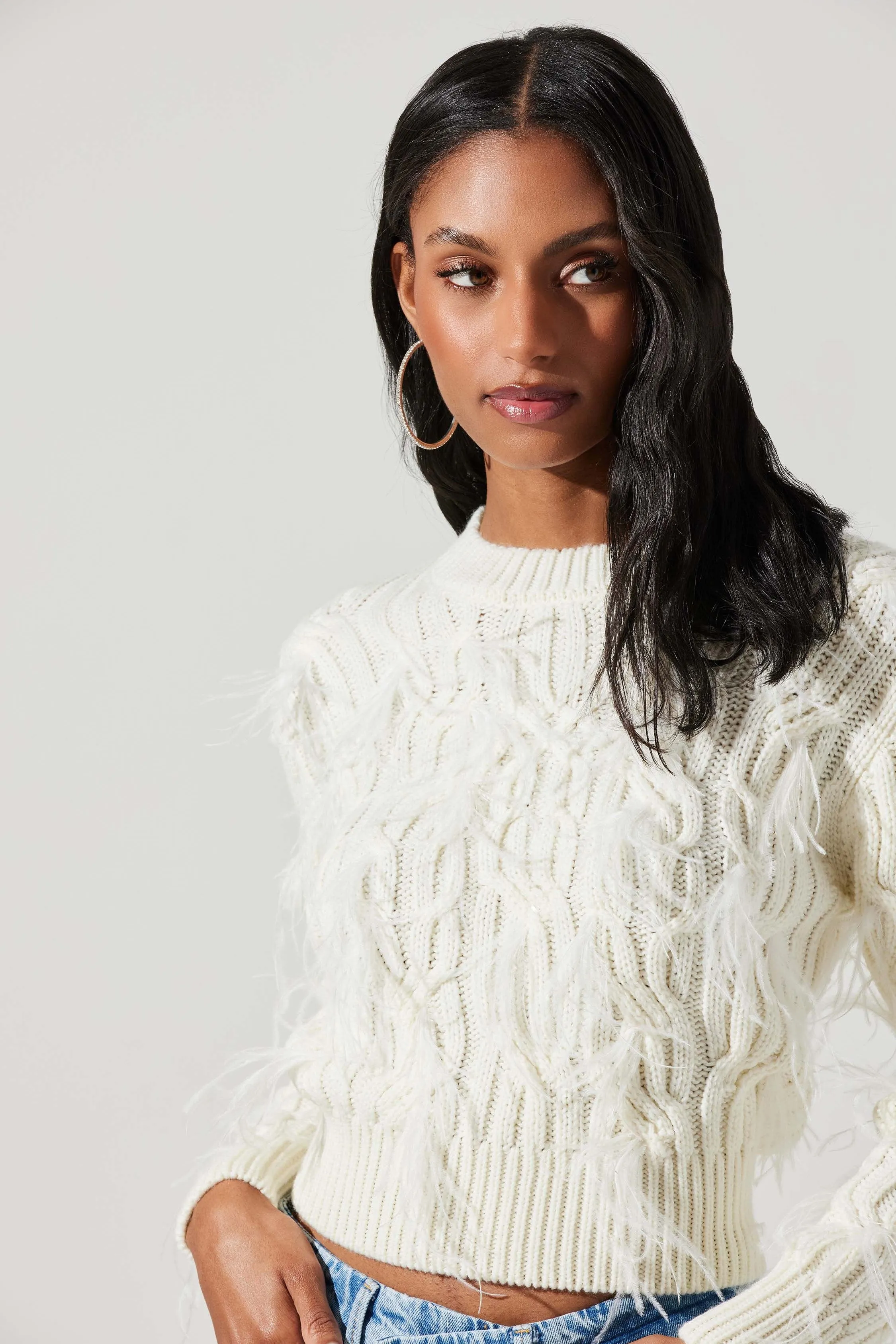 Almeida Feather Cable Knit Sweater