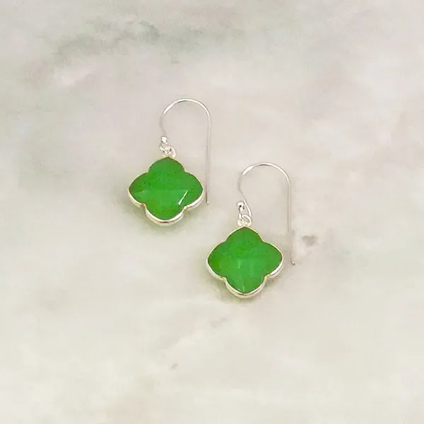 Apple Green Chalcedony Single Drop Hook Earrings