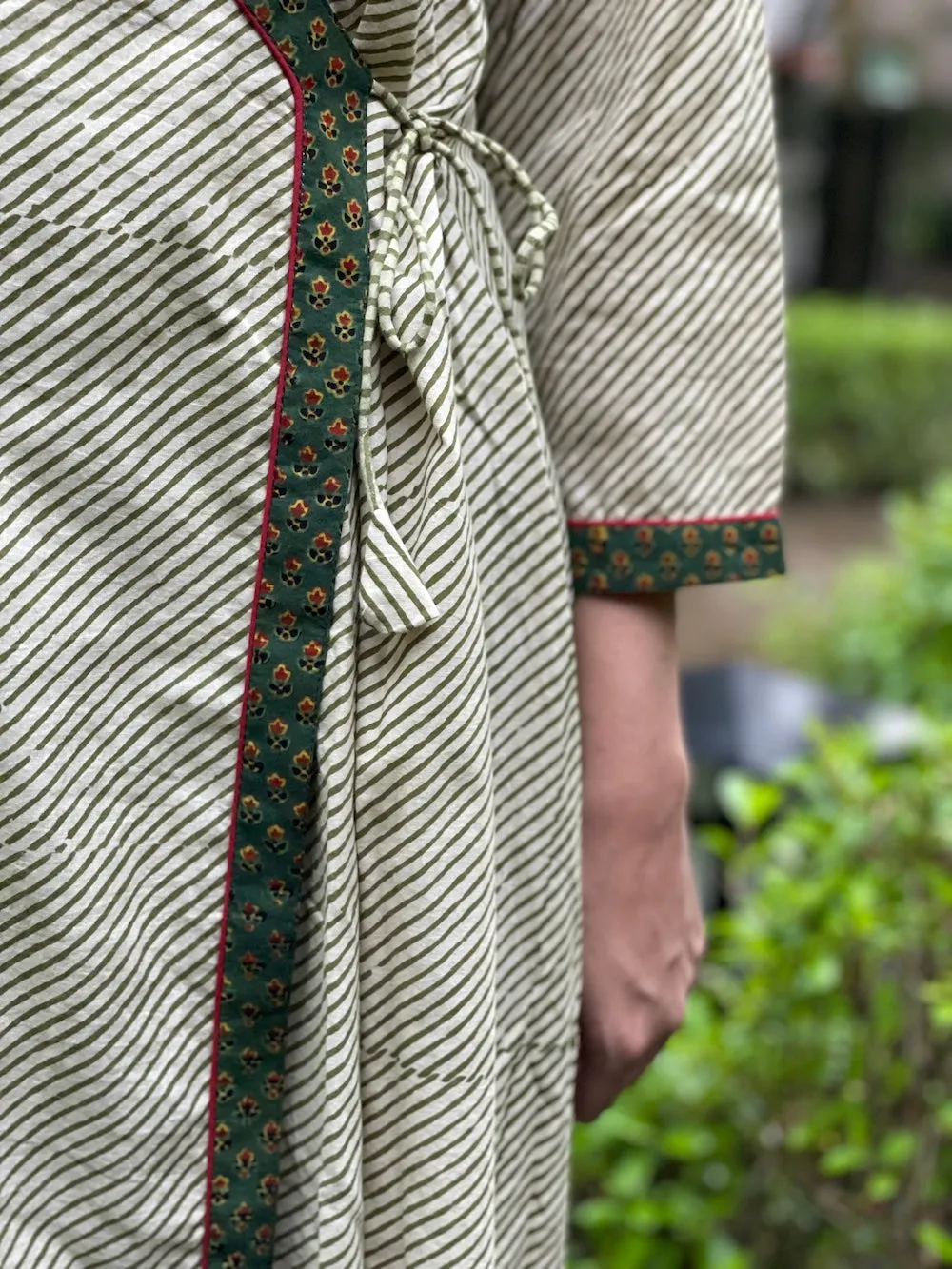 Bagru Sap Green Stripes Angrakha