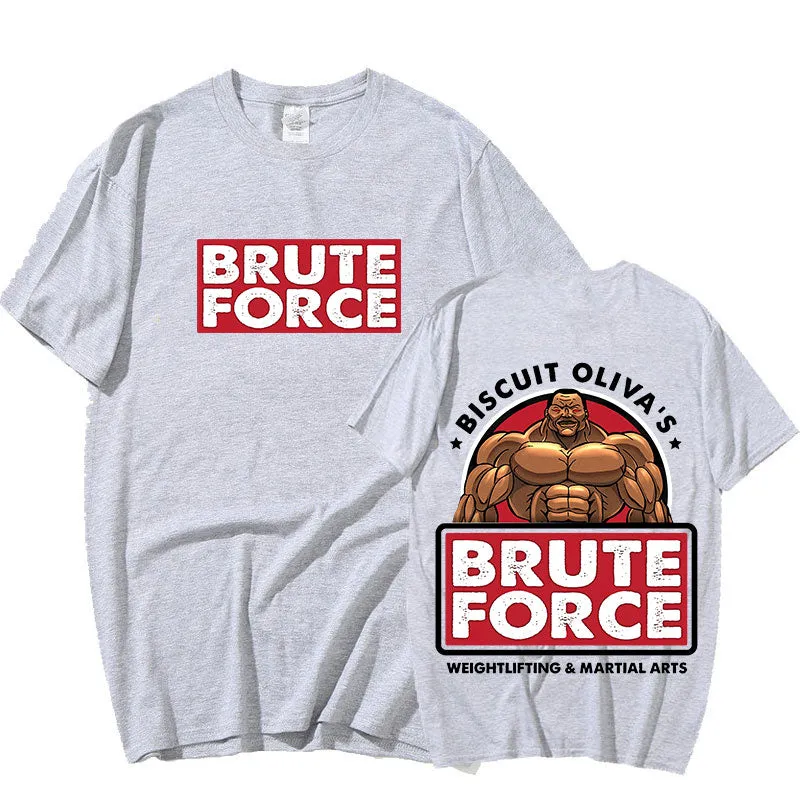 Baki Hanma Yujiro Dou Biscuit Oliva Brute Force Grappler Harajuku Streetwear T-Shirt Oversized