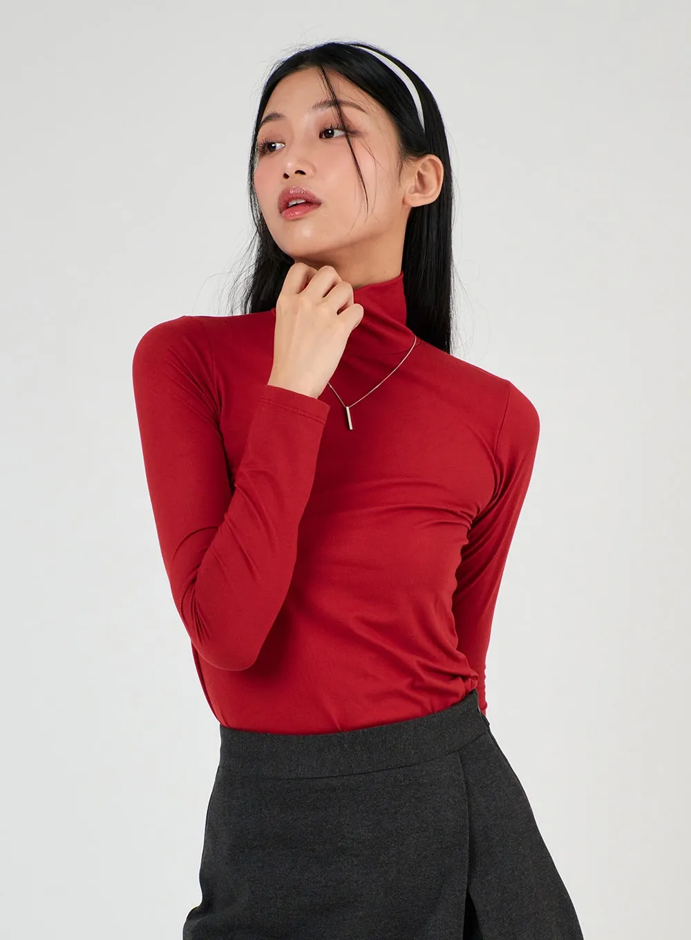 Basic Turtleneck Long Sleeve Top IJ403