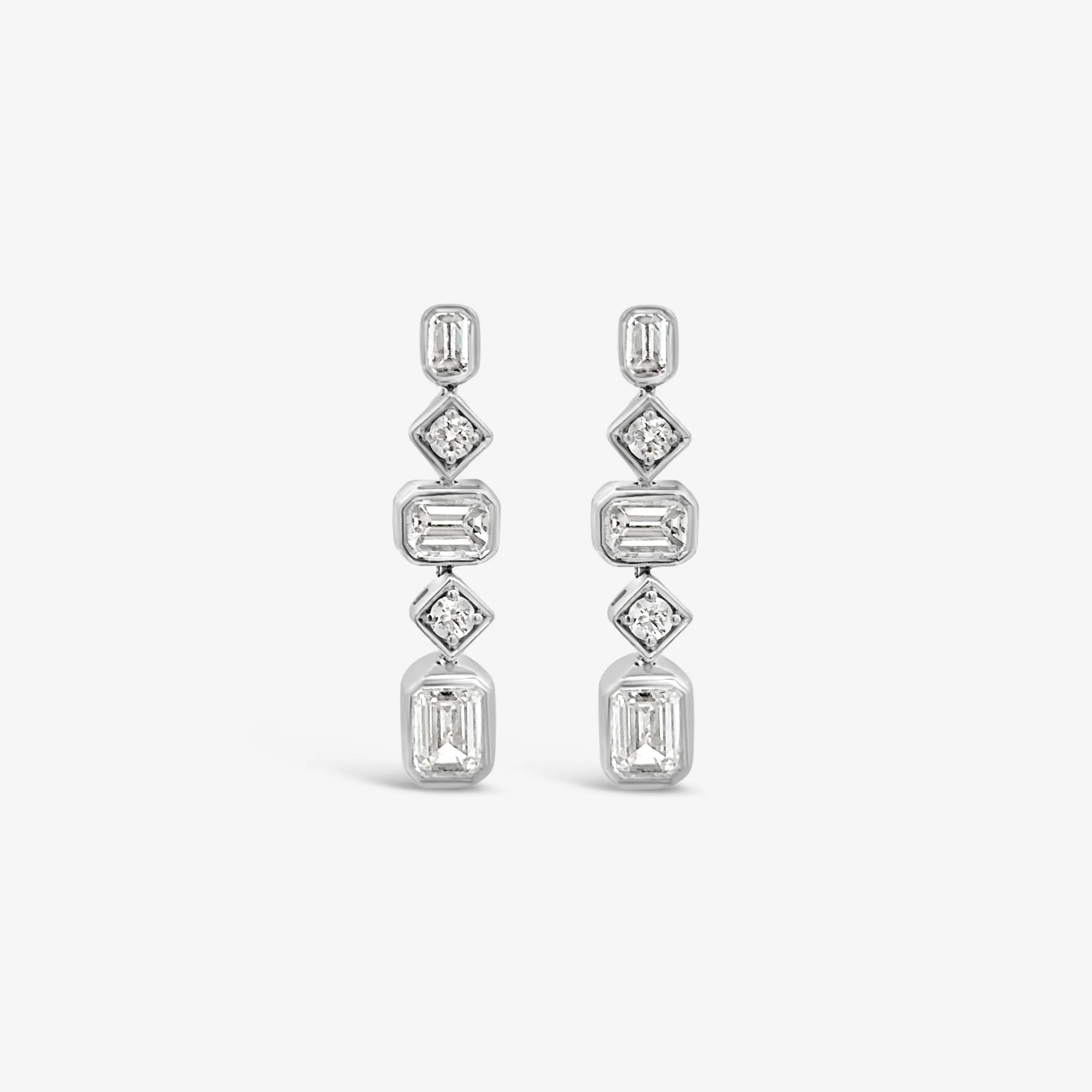 Bezel Diamond Dangle Earrings