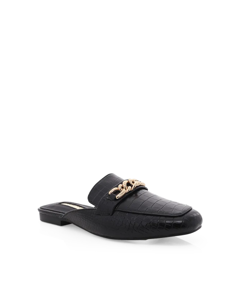 Billini Holmes Flat Mule - Black Scale