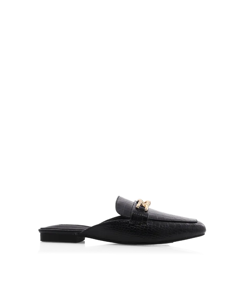 Billini Holmes Flat Mule - Black Scale