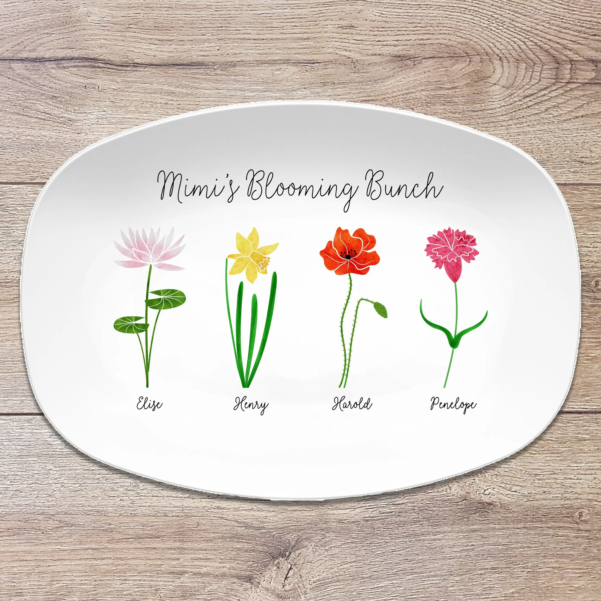 Birth Month Flower Family Personalized Platter