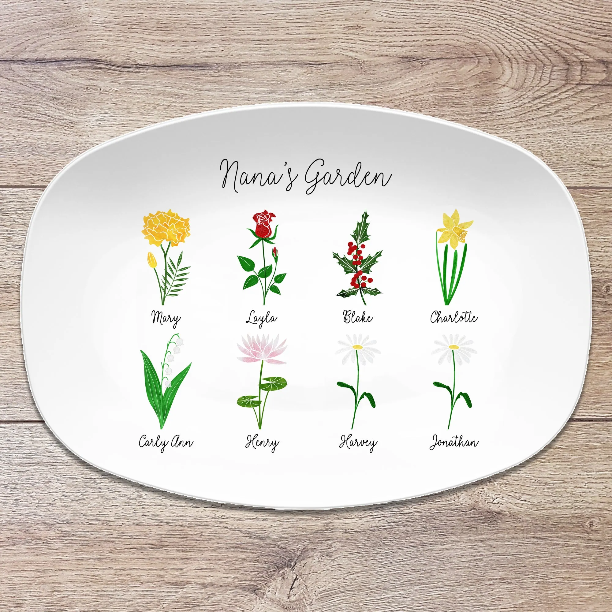 Birth Month Flower Family Personalized Platter