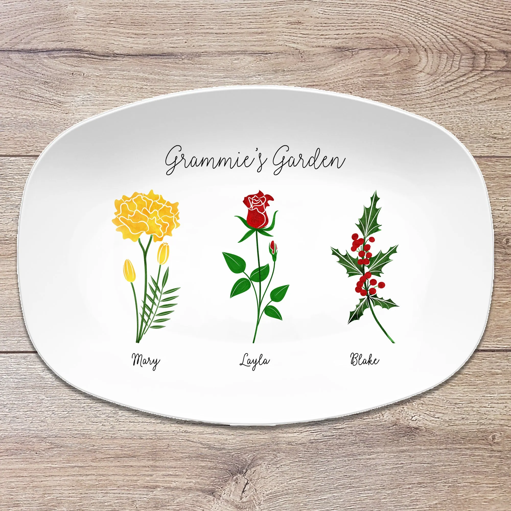 Birth Month Flower Family Personalized Platter