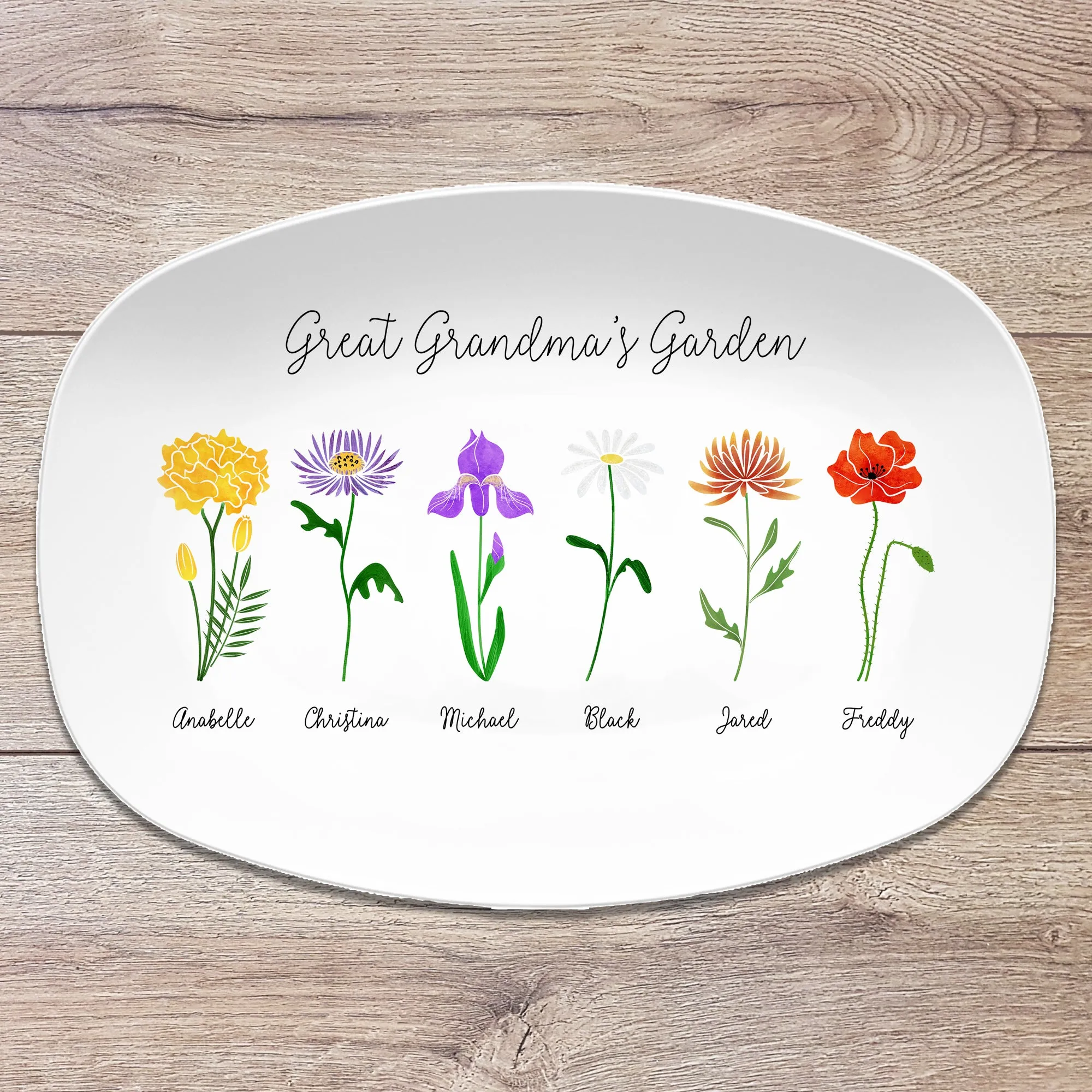 Birth Month Flower Family Personalized Platter