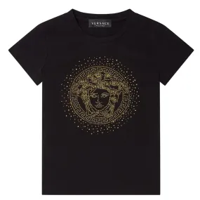 Black & Gold Medusa Studded T-Shirt