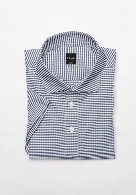 Black Mini Gingham Ultra Performance Stretch Half Sleeves Shirt - Wrinkle Free