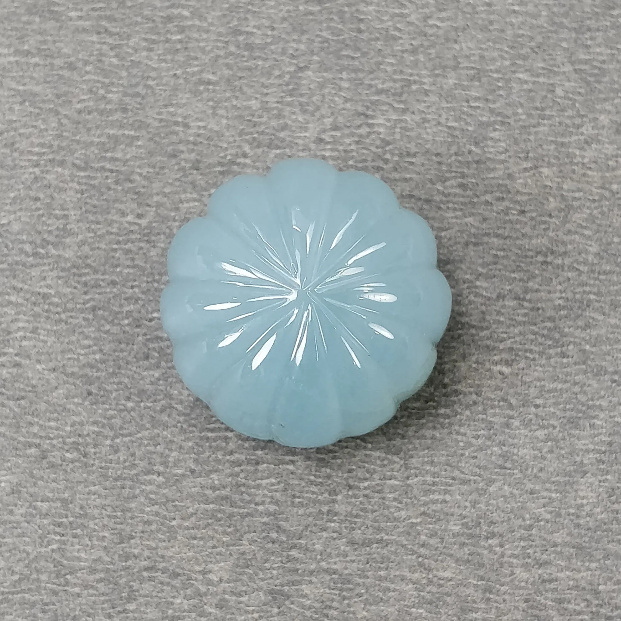 BLUE AQUAMARINE Gemstone Carving  : 42.85cts Natural Untreated Aqua Hand Carved Round Shape 20.5mm