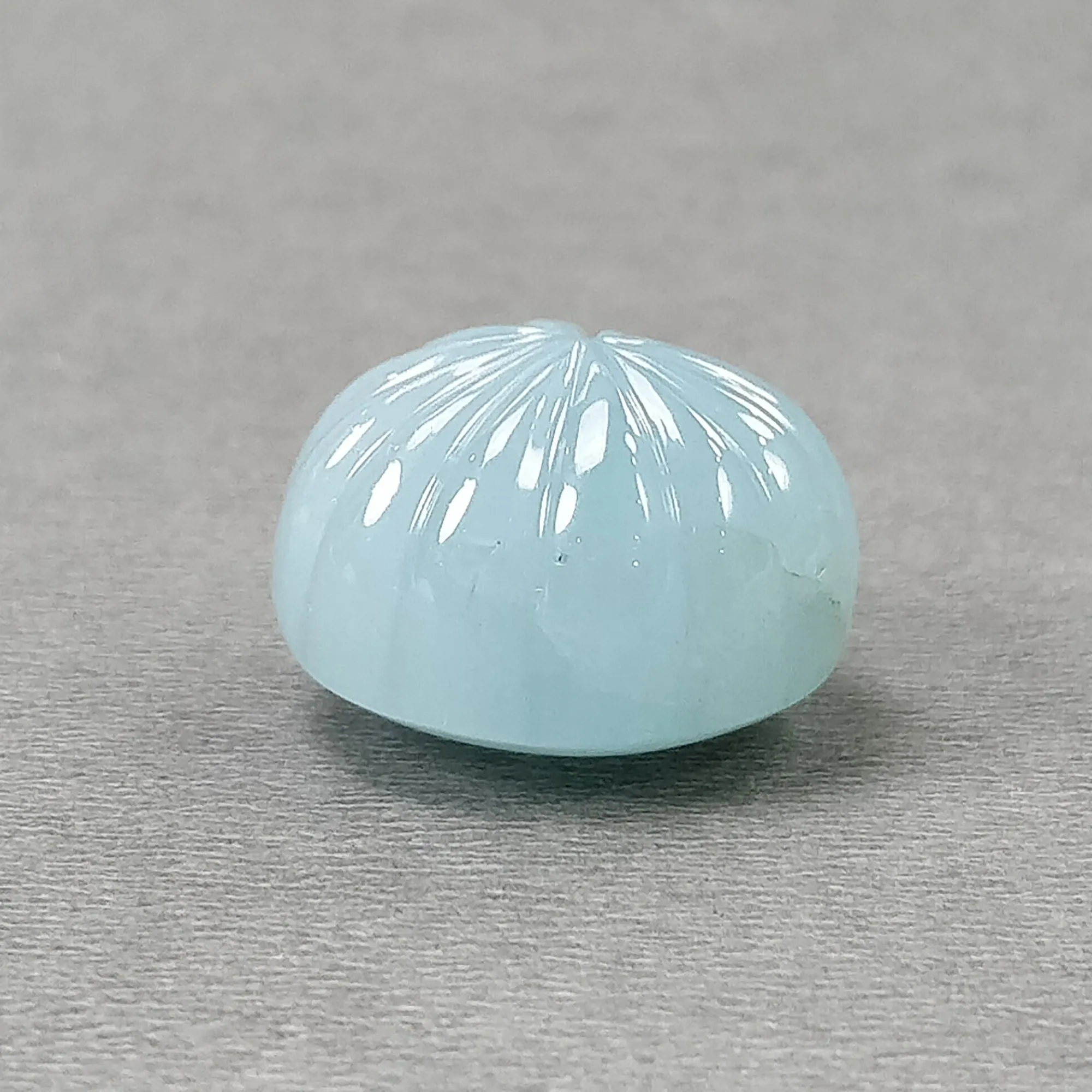 BLUE AQUAMARINE Gemstone Carving  : 42.85cts Natural Untreated Aqua Hand Carved Round Shape 20.5mm