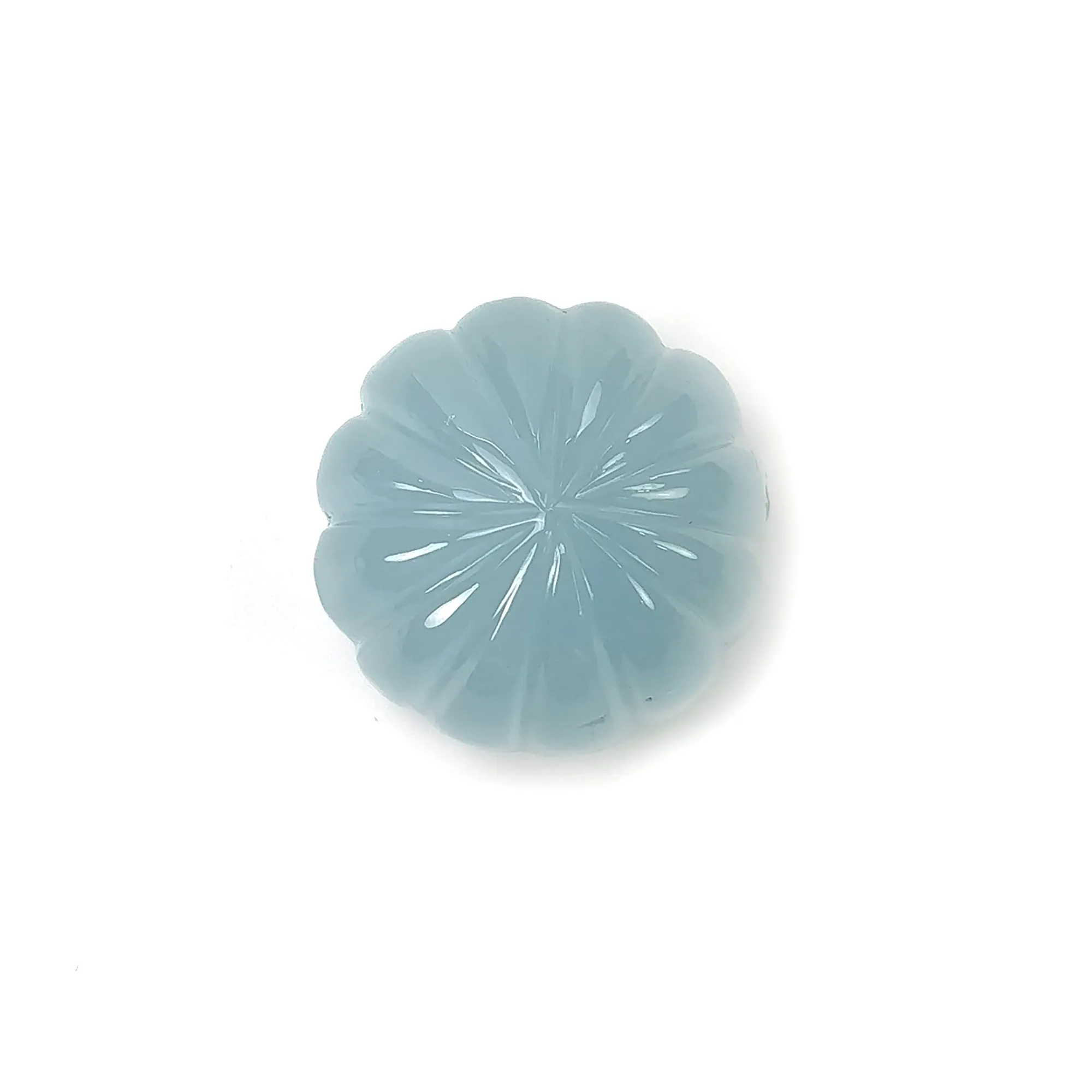 BLUE AQUAMARINE Gemstone Carving  : 42.85cts Natural Untreated Aqua Hand Carved Round Shape 20.5mm