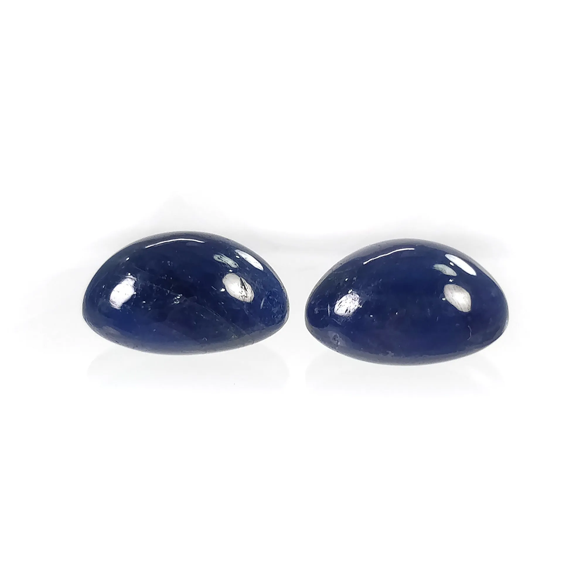 BLUE SAPPHIRE Gemstone Cabochon : 18.30cts Natural Untreated Unheated Sapphire Oval Shape 13*10mm -13*9.5mm 2pcs