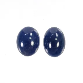 BLUE SAPPHIRE Gemstone Cabochon : 18.30cts Natural Untreated Unheated Sapphire Oval Shape 13*10mm -13*9.5mm 2pcs