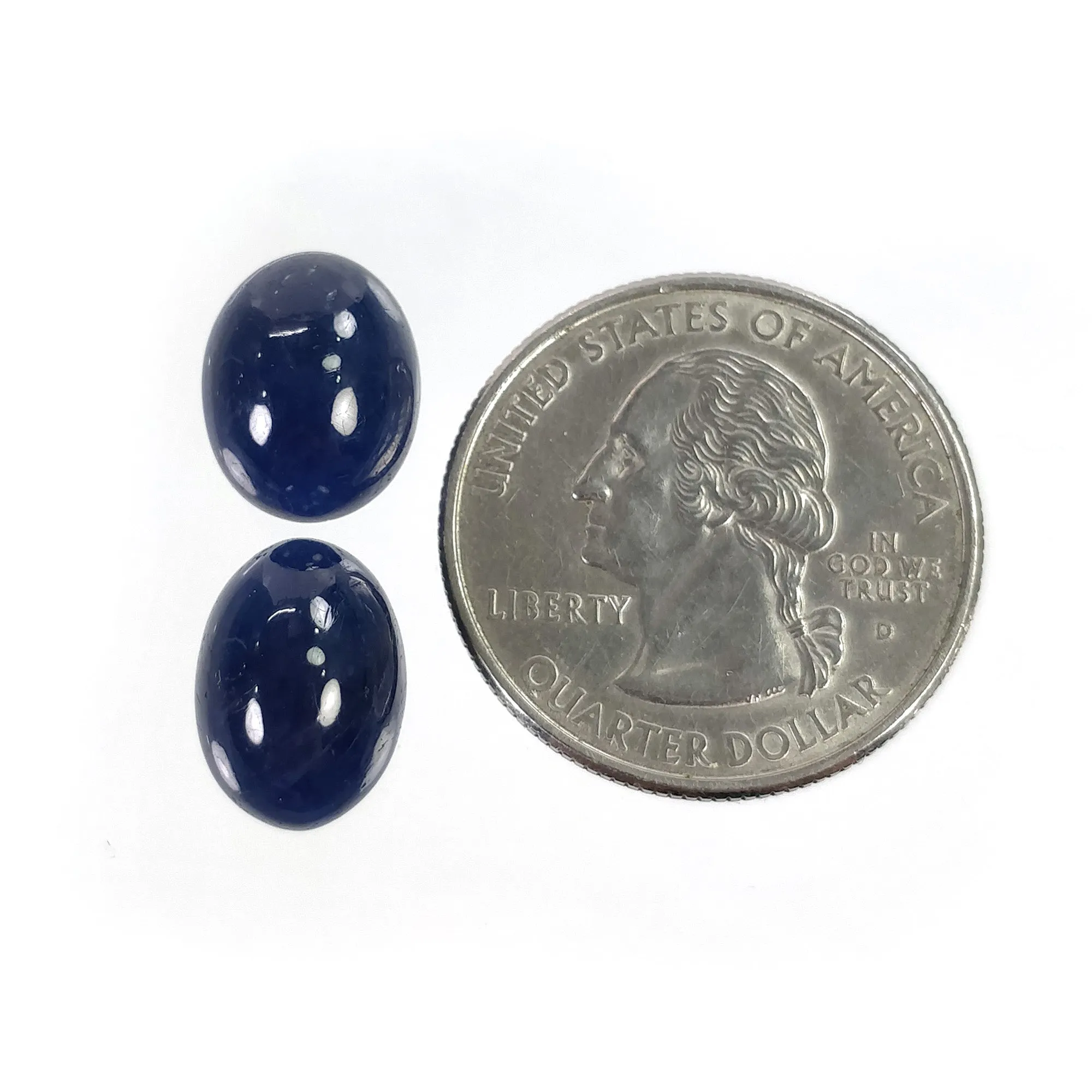 BLUE SAPPHIRE Gemstone Cabochon : 18.30cts Natural Untreated Unheated Sapphire Oval Shape 13*10mm -13*9.5mm 2pcs