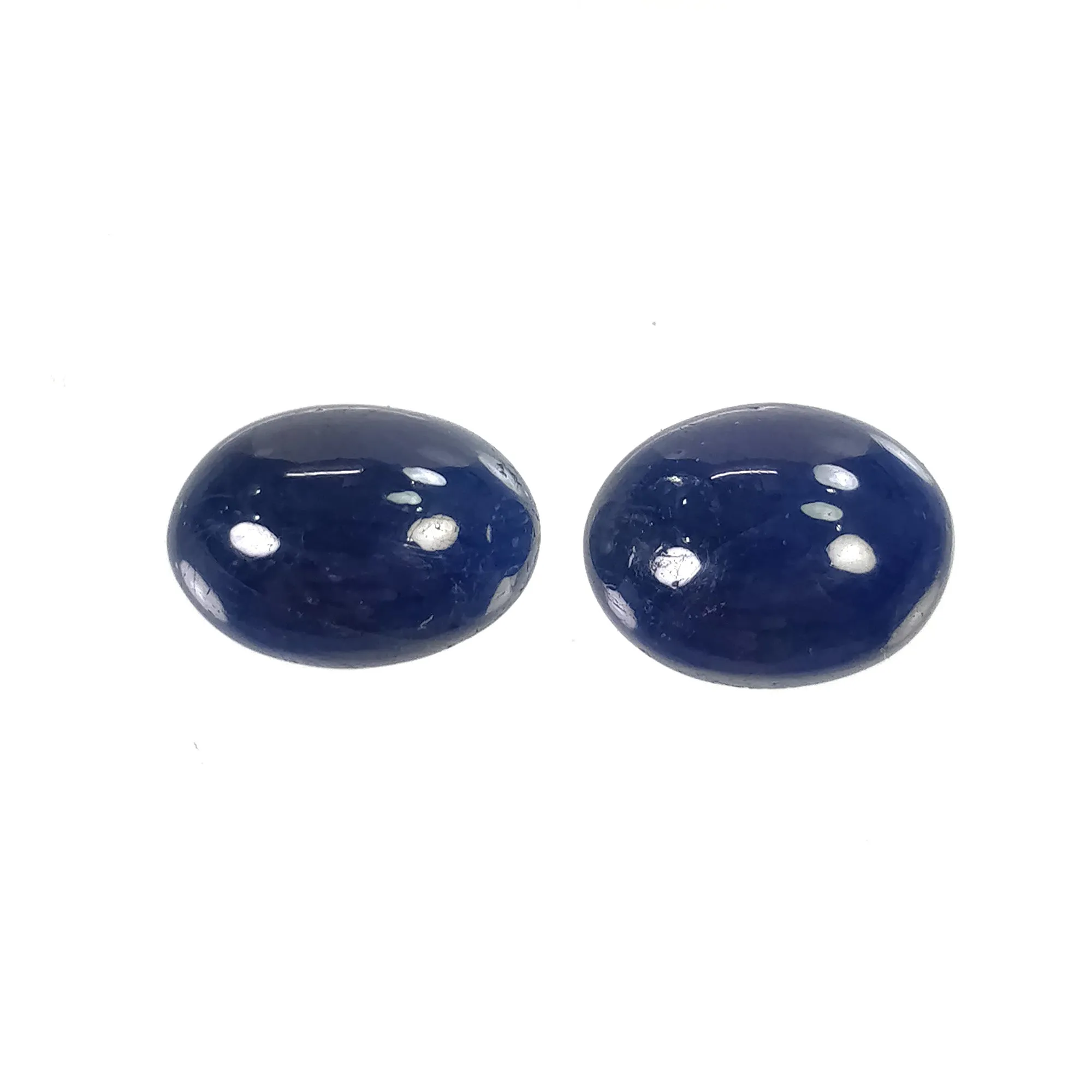 BLUE SAPPHIRE Gemstone Cabochon : 18.30cts Natural Untreated Unheated Sapphire Oval Shape 13*10mm -13*9.5mm 2pcs