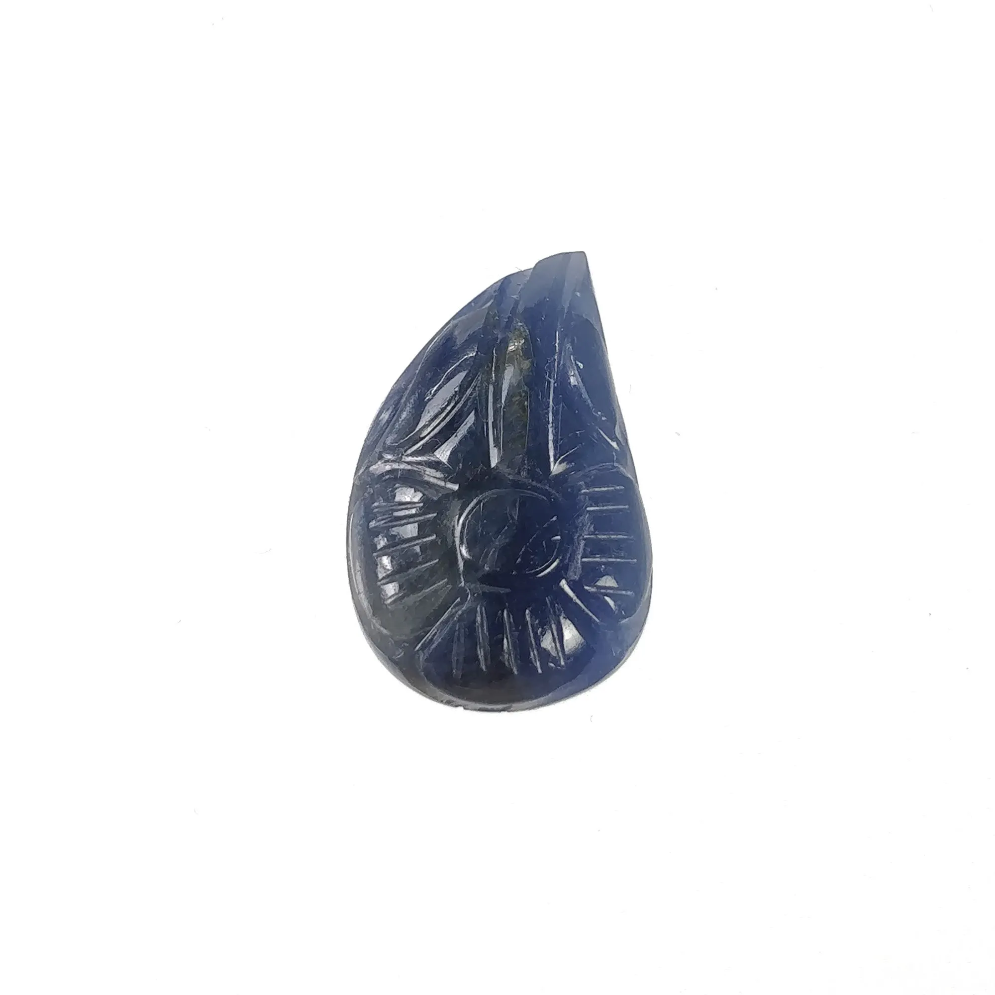 BLUE SAPPHIRE Gemstone Carving : 10.00cts Natural Untreated Unheated Sapphire Hand Carved Leaf 18*11mm (With Video)