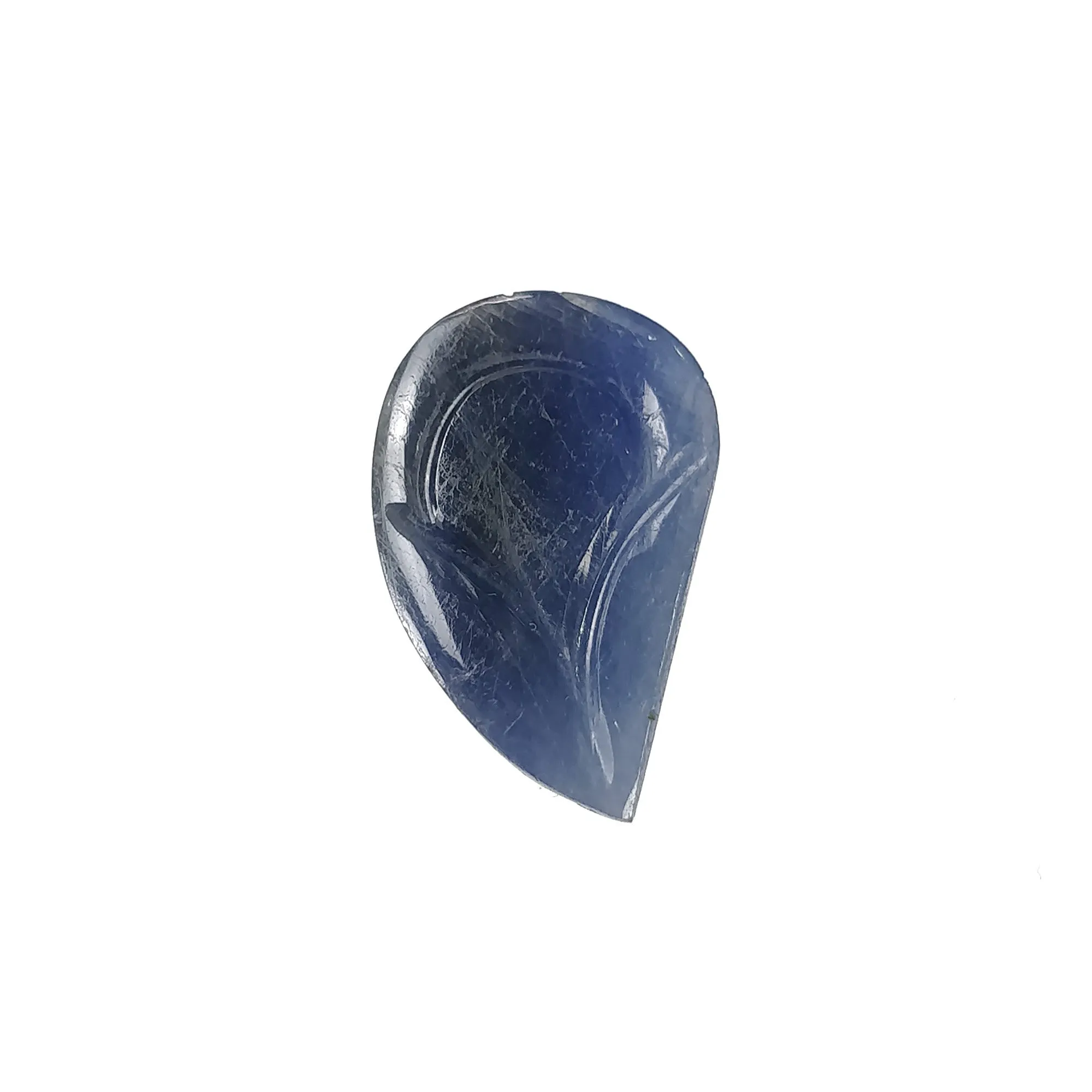 BLUE SAPPHIRE Gemstone Carving : 10.00cts Natural Untreated Unheated Sapphire Hand Carved Leaf 18*11mm (With Video)