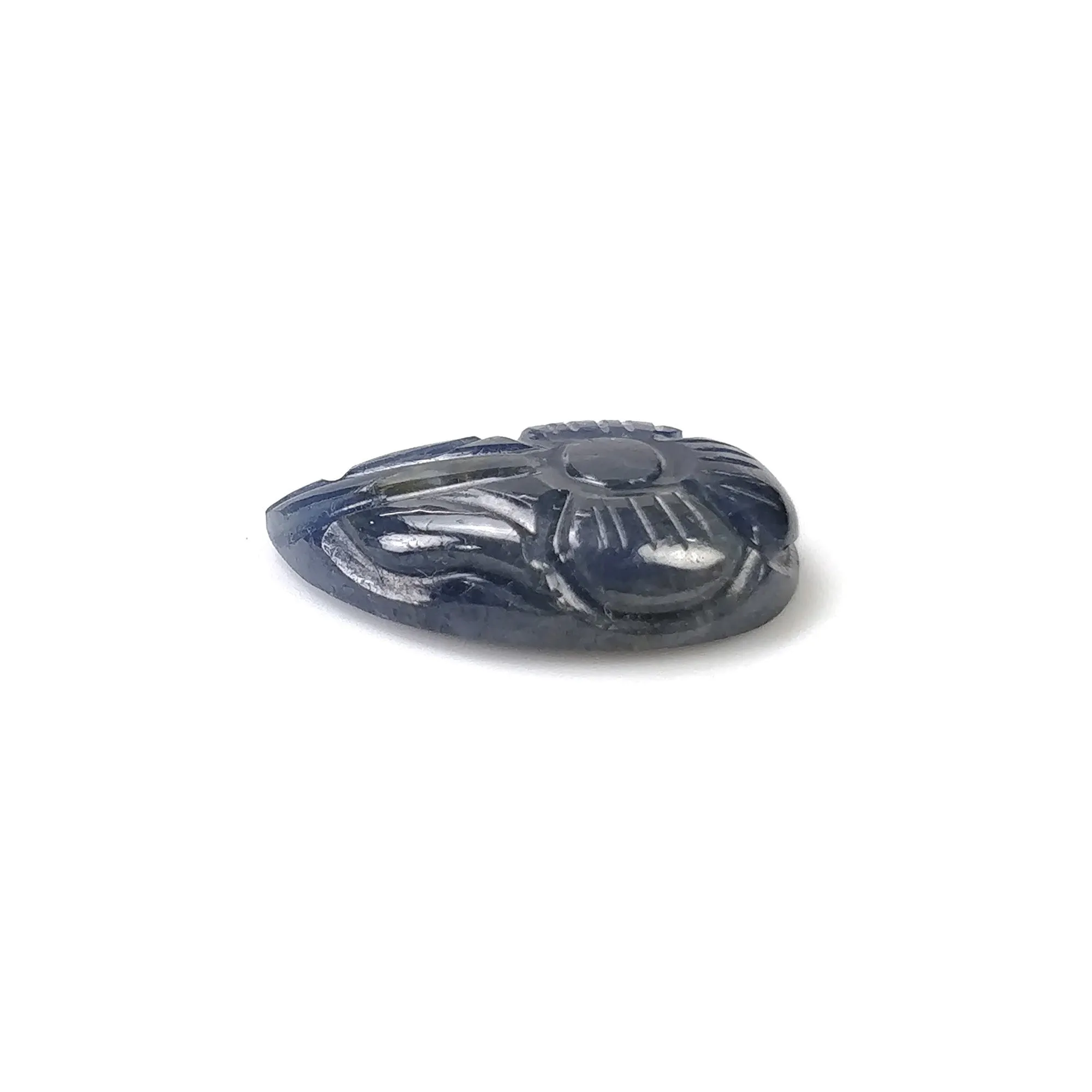 BLUE SAPPHIRE Gemstone Carving : 10.00cts Natural Untreated Unheated Sapphire Hand Carved Leaf 18*11mm (With Video)