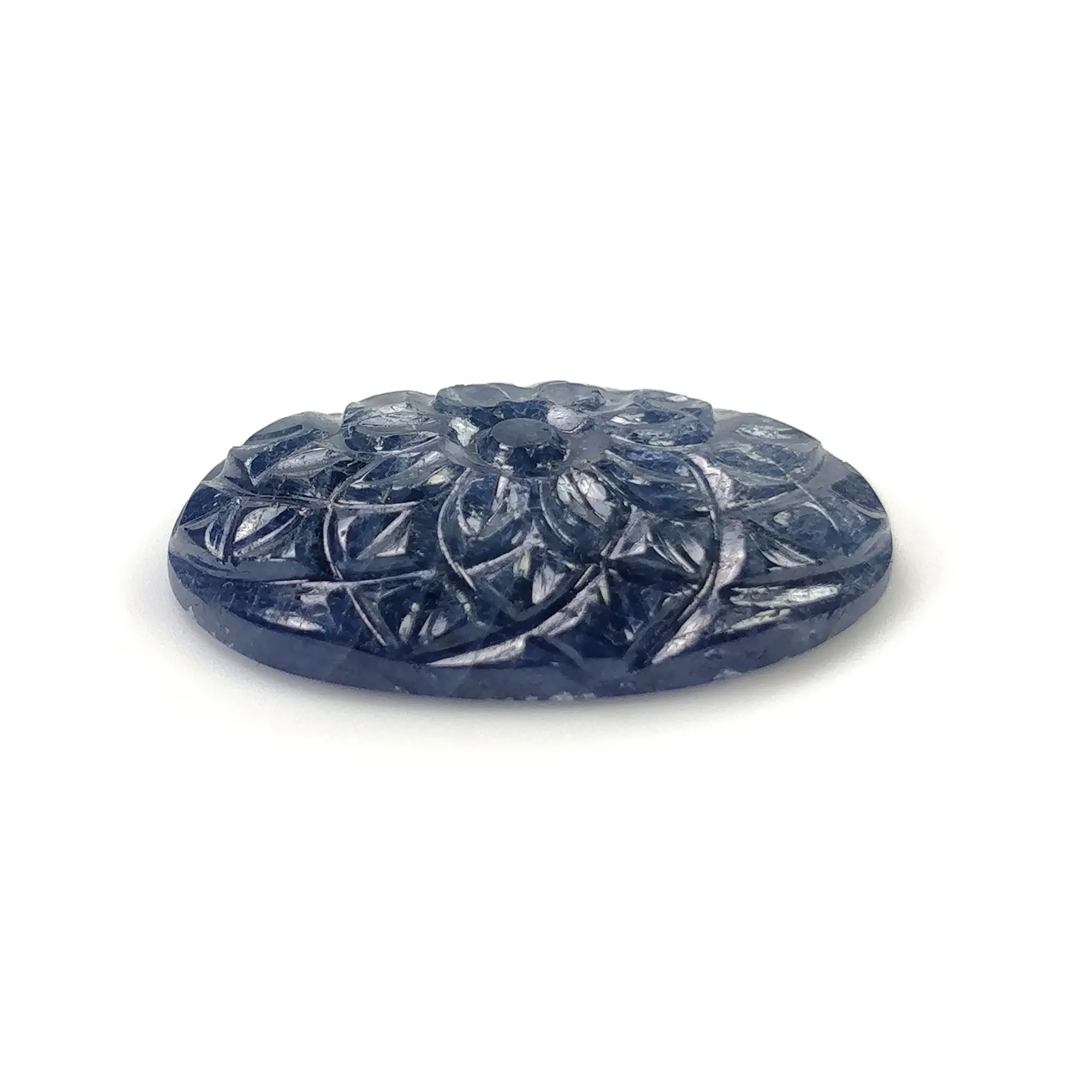 BLUE SAPPHIRE Gemstone Carving : 17.50cts Natural Untreated Unheated Sapphire Hand Carved Oval Shape 25.5*18mm (With Video)