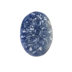 BLUE SAPPHIRE Gemstone Carving : 17.50cts Natural Untreated Unheated Sapphire Hand Carved Oval Shape 25.5*18mm (With Video)