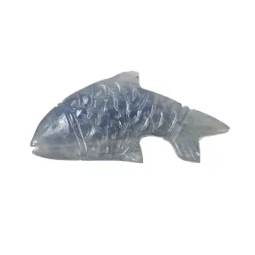 BLUE SAPPHIRE Gemstone Carving : 19.70cts Natural Untreated Unheated Sapphire Hand Carved Fish 32*15mm (With Video)