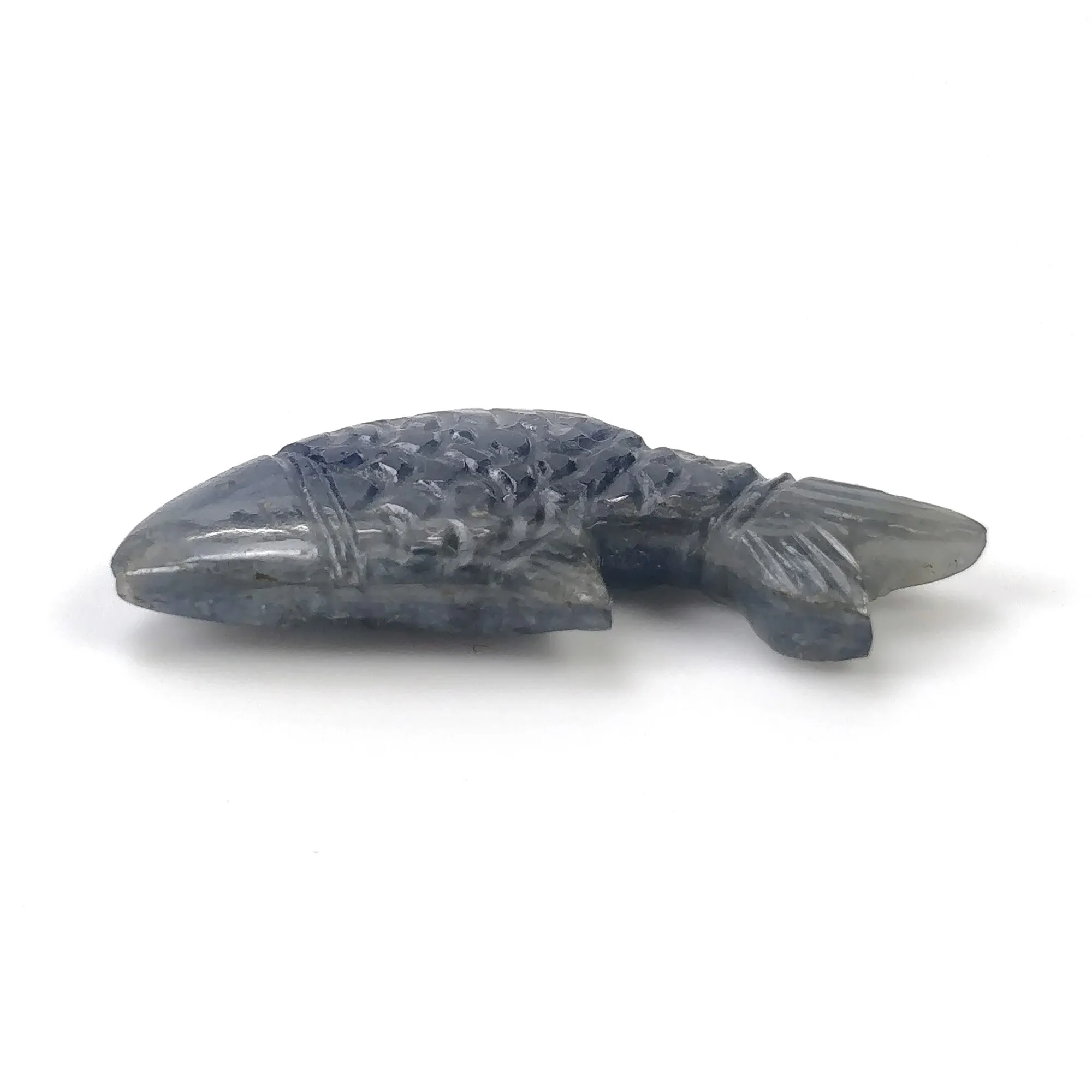 BLUE SAPPHIRE Gemstone Carving : 19.70cts Natural Untreated Unheated Sapphire Hand Carved Fish 32*15mm (With Video)