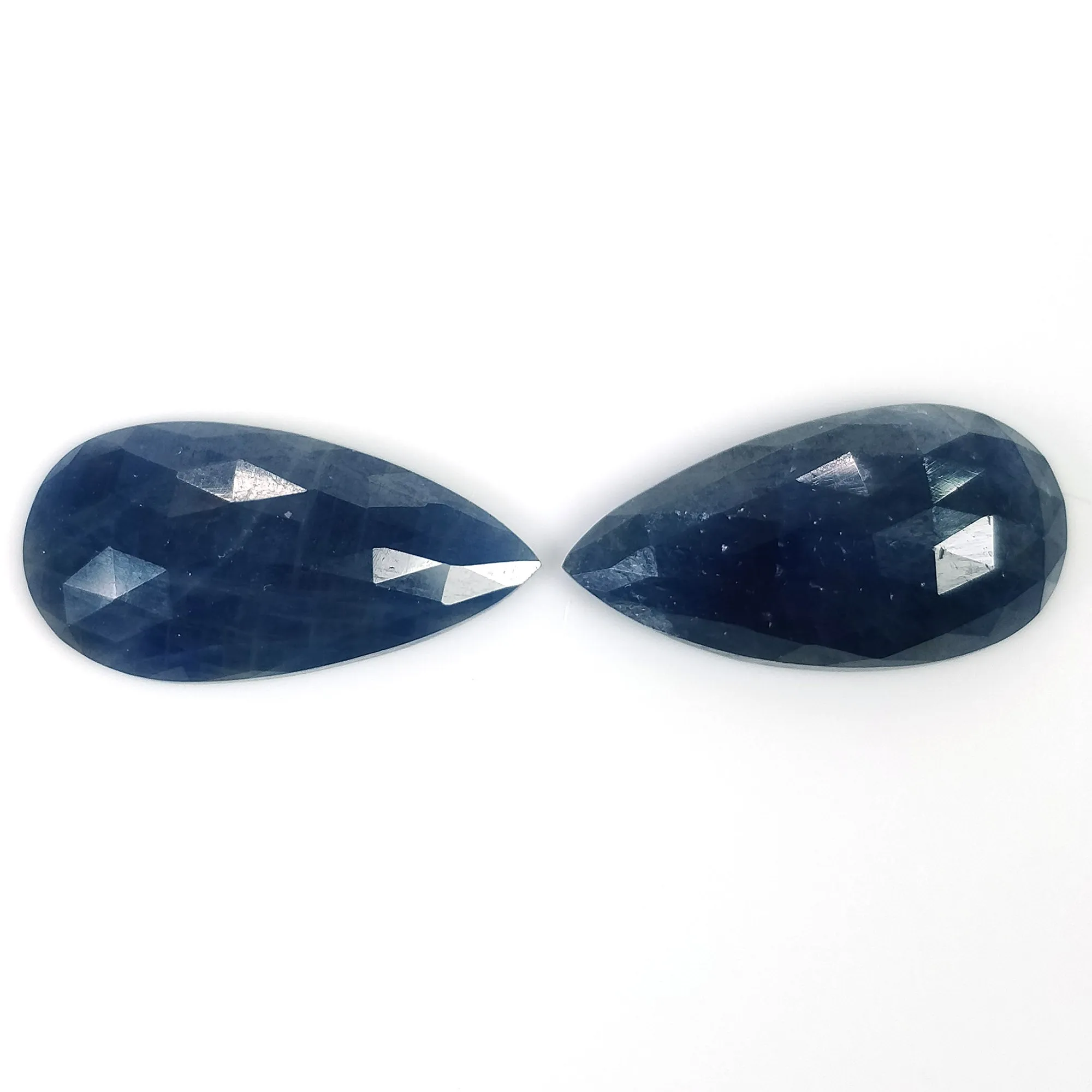 BLUE SAPPHIRE Gemstone Rose Cut : 18.00cts Natural Untreated Unheated Sapphire Pear Shape Rose Cut 21*11mm Pair