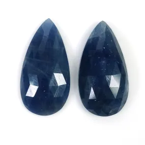 BLUE SAPPHIRE Gemstone Rose Cut : 18.00cts Natural Untreated Unheated Sapphire Pear Shape Rose Cut 21*11mm Pair