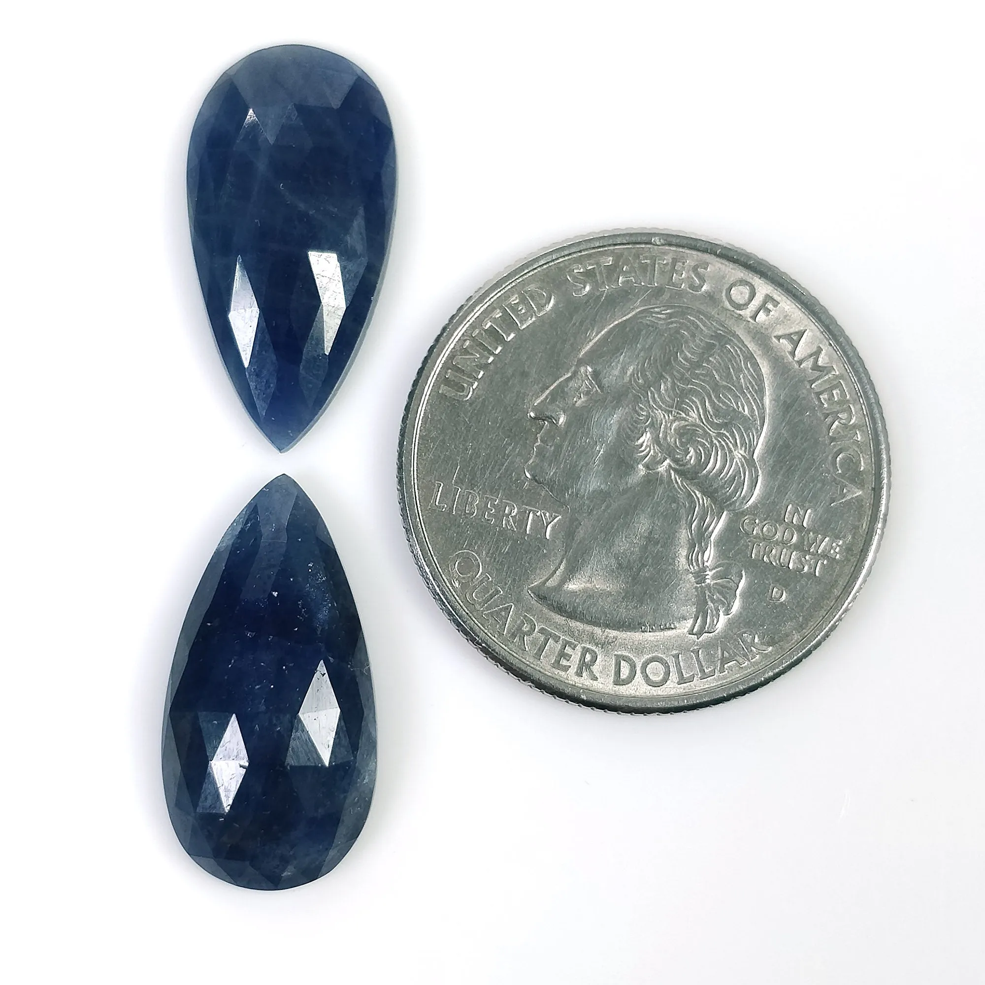 BLUE SAPPHIRE Gemstone Rose Cut : 18.00cts Natural Untreated Unheated Sapphire Pear Shape Rose Cut 21*11mm Pair