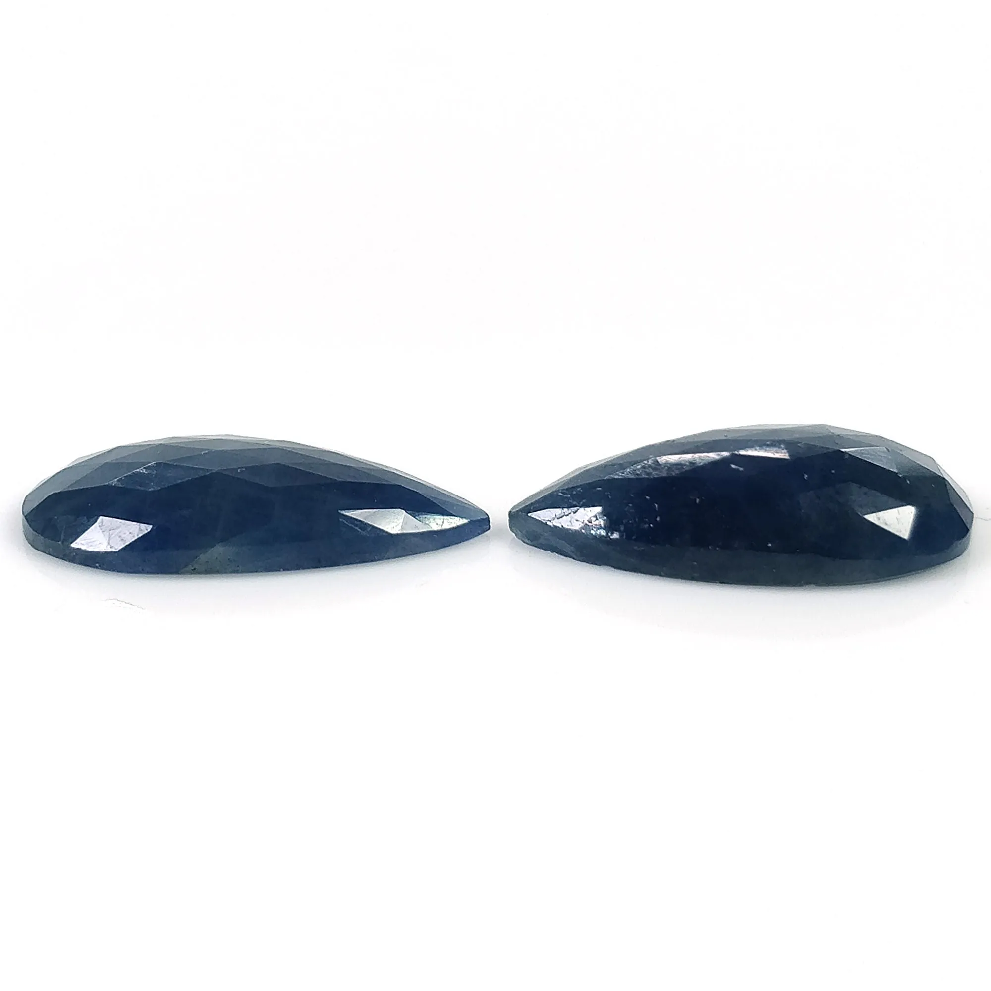 BLUE SAPPHIRE Gemstone Rose Cut : 18.00cts Natural Untreated Unheated Sapphire Pear Shape Rose Cut 21*11mm Pair