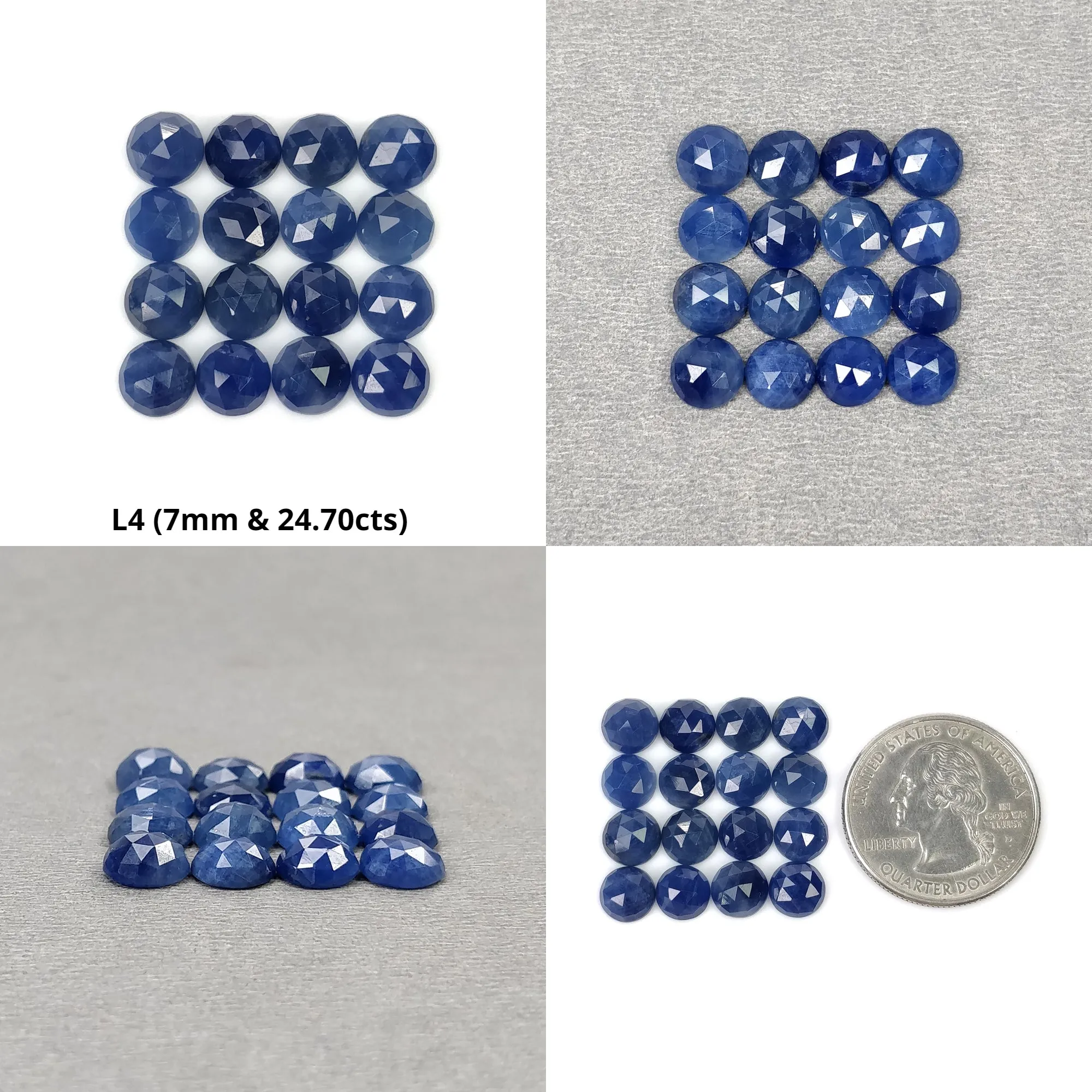 Blue Sapphire Gemstone Rose Cut : Natural Untreated Unheated Sapphire Round Shape Lots