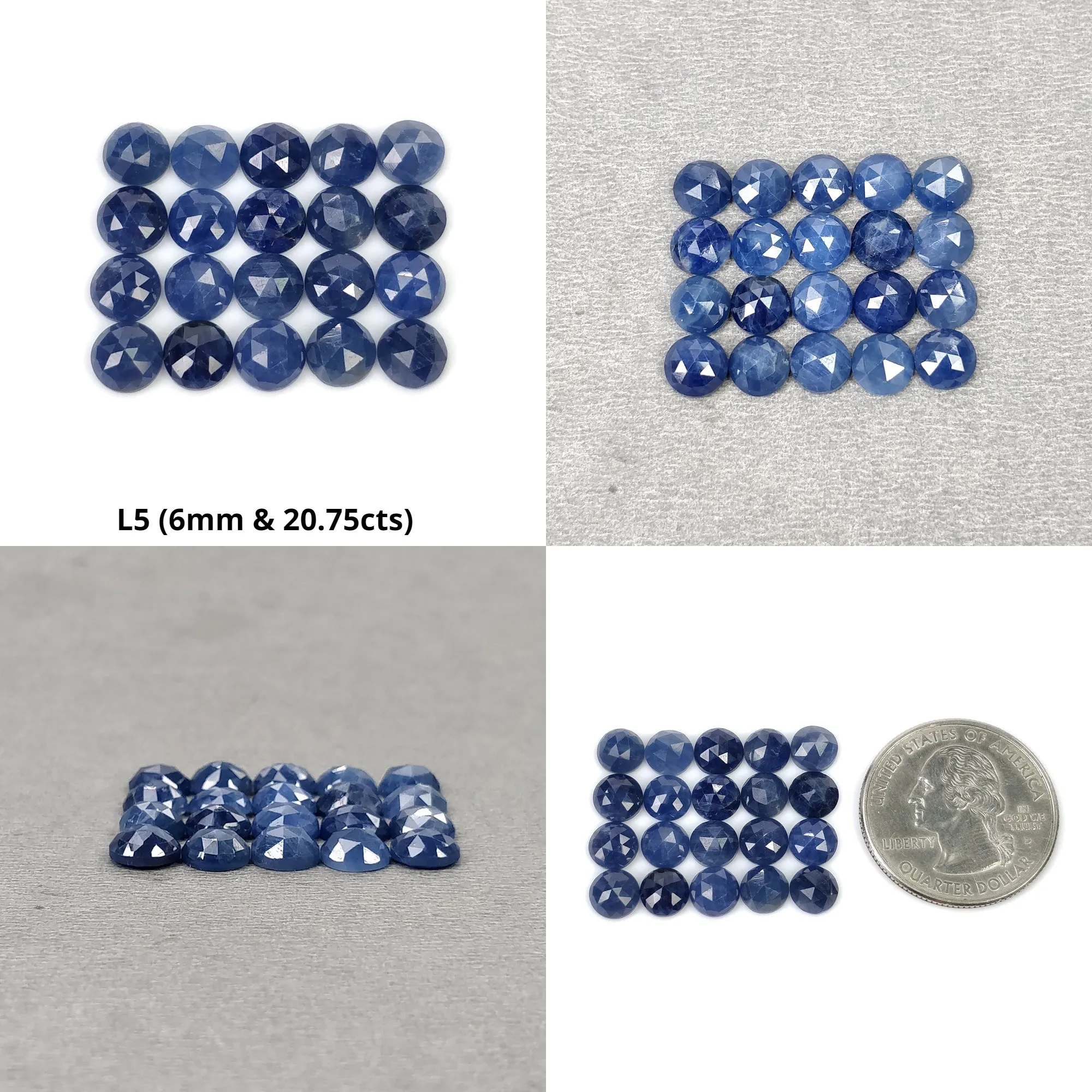 Blue Sapphire Gemstone Rose Cut : Natural Untreated Unheated Sapphire Round Shape Lots