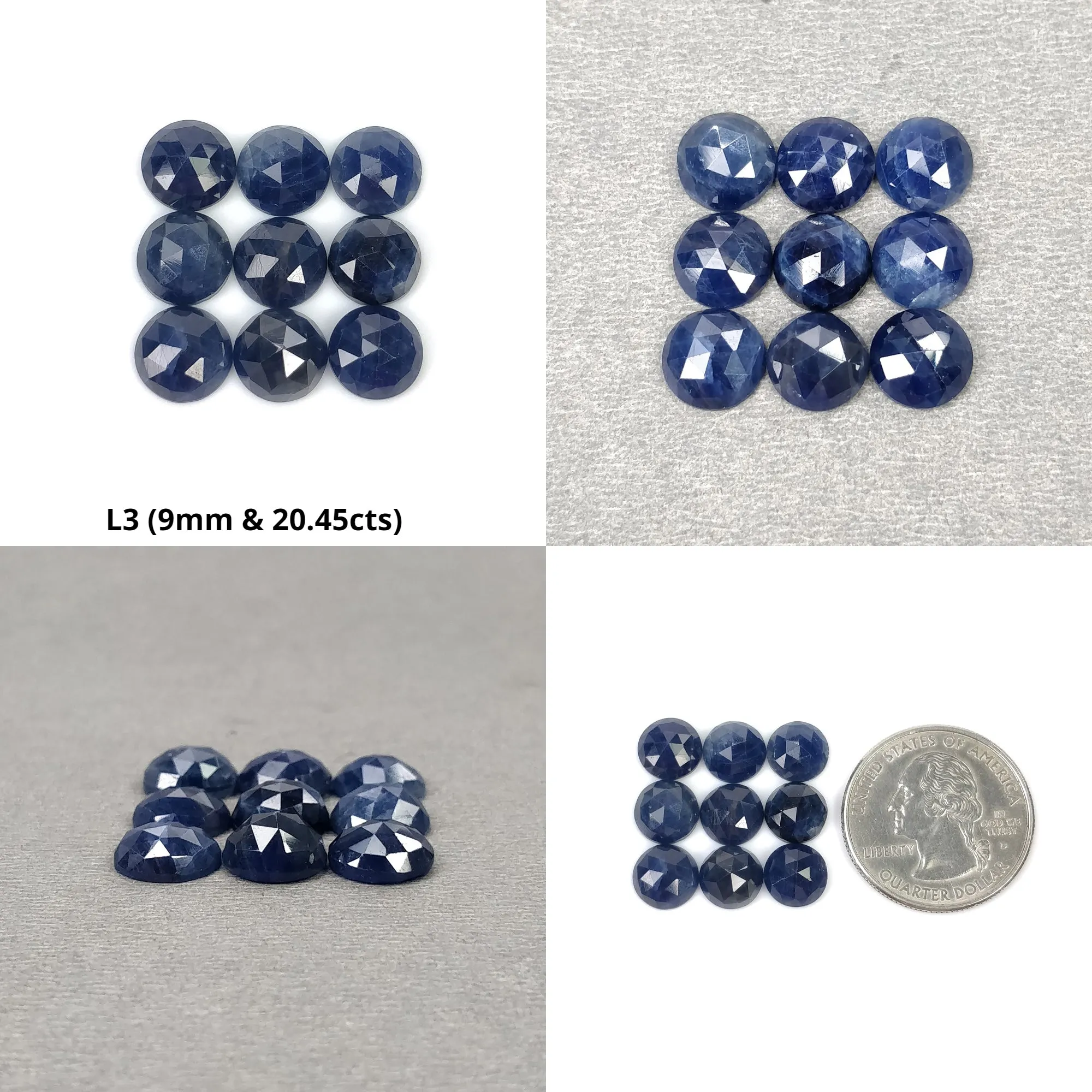 Blue Sapphire Gemstone Rose Cut : Natural Untreated Unheated Sapphire Round Shape Lots