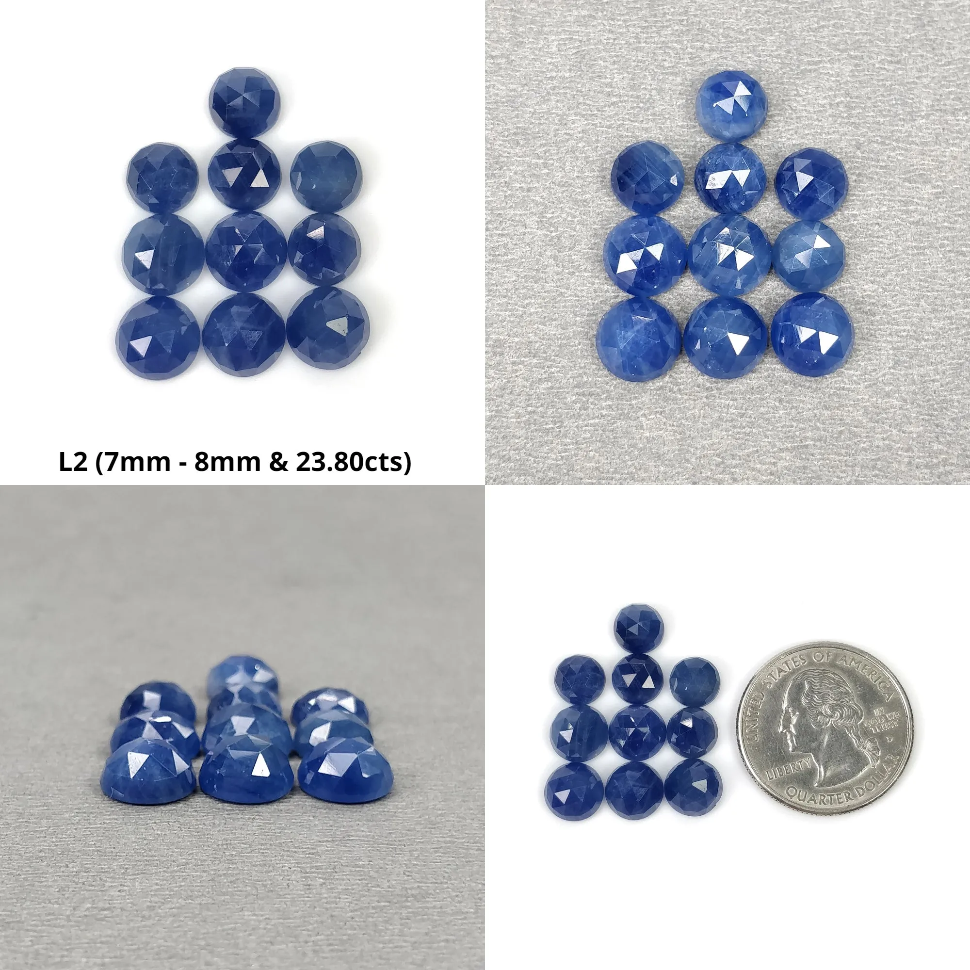 Blue Sapphire Gemstone Rose Cut : Natural Untreated Unheated Sapphire Round Shape Lots