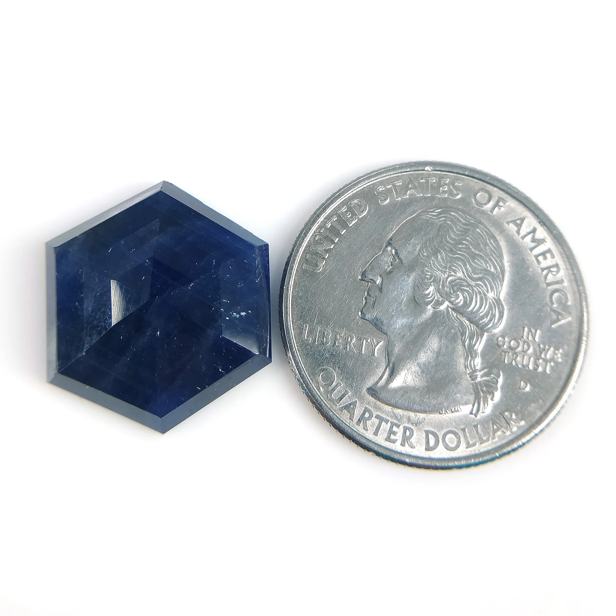 BLUE SAPPHIRE Gemstone Step Cut : 19.90cts Natural Untreated Unheated Sapphire Hexagon Shape 20*17mm (With Video)