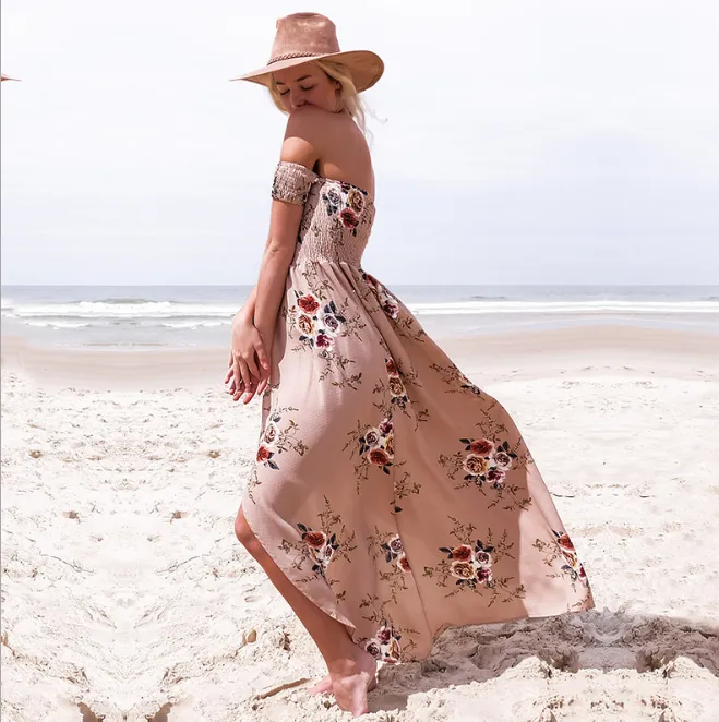 Boho Style Long Dress Off Shoulder