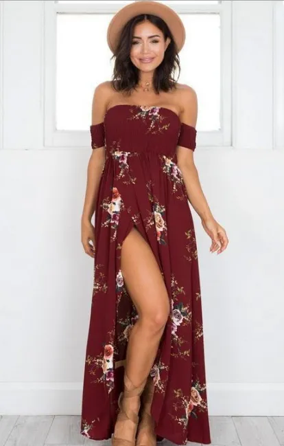 Boho Style Long Dress Off Shoulder