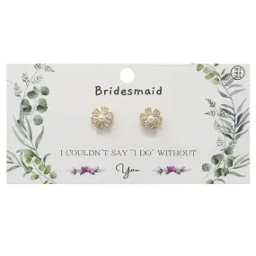 BRIDESMAID CZ & Pearl Flower Stud Earrings